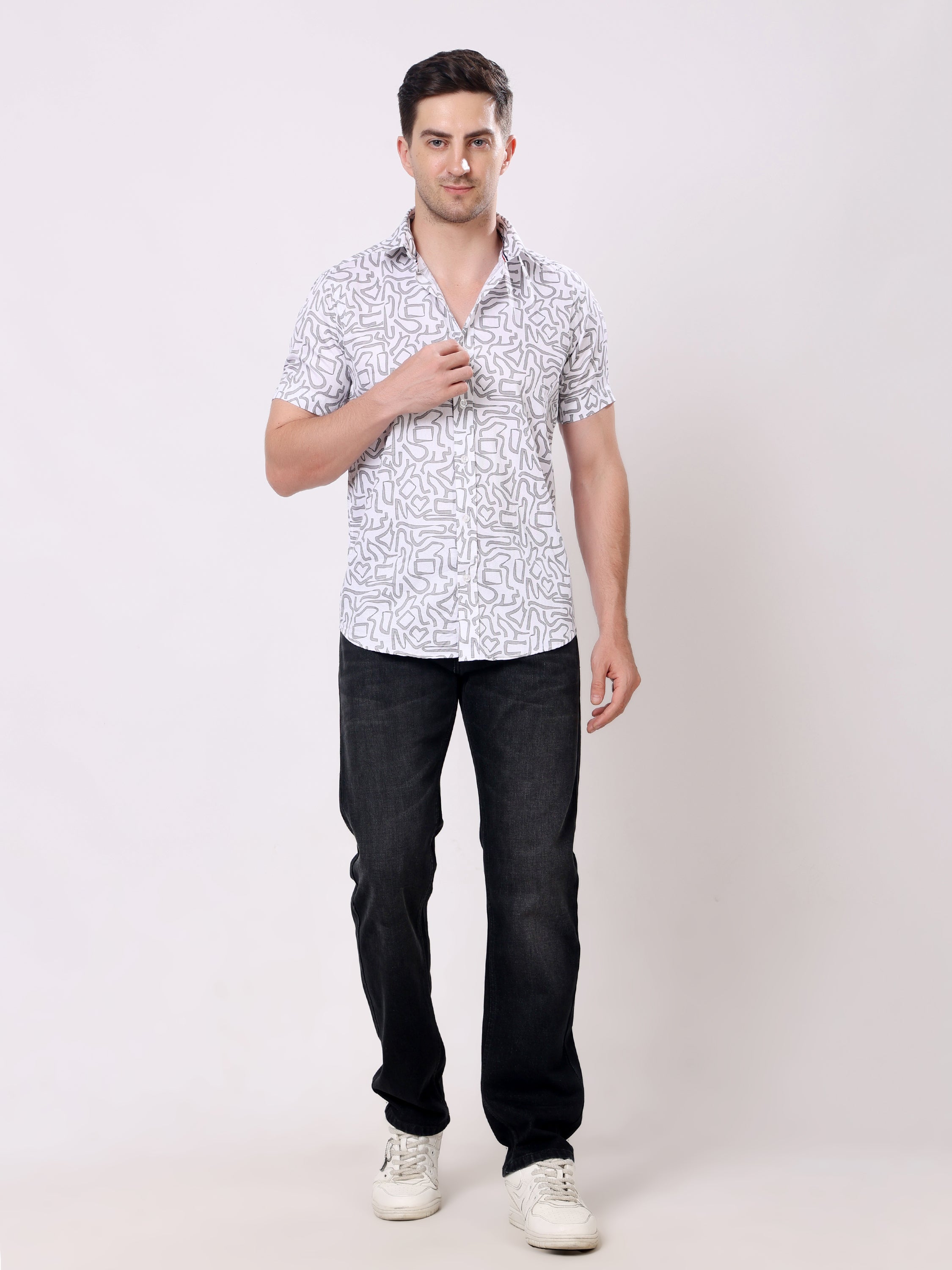 Stylox Men’s Regular Fit Half Sleeve Abstract Printed Stylish Casual Summer Shirt - Stylox