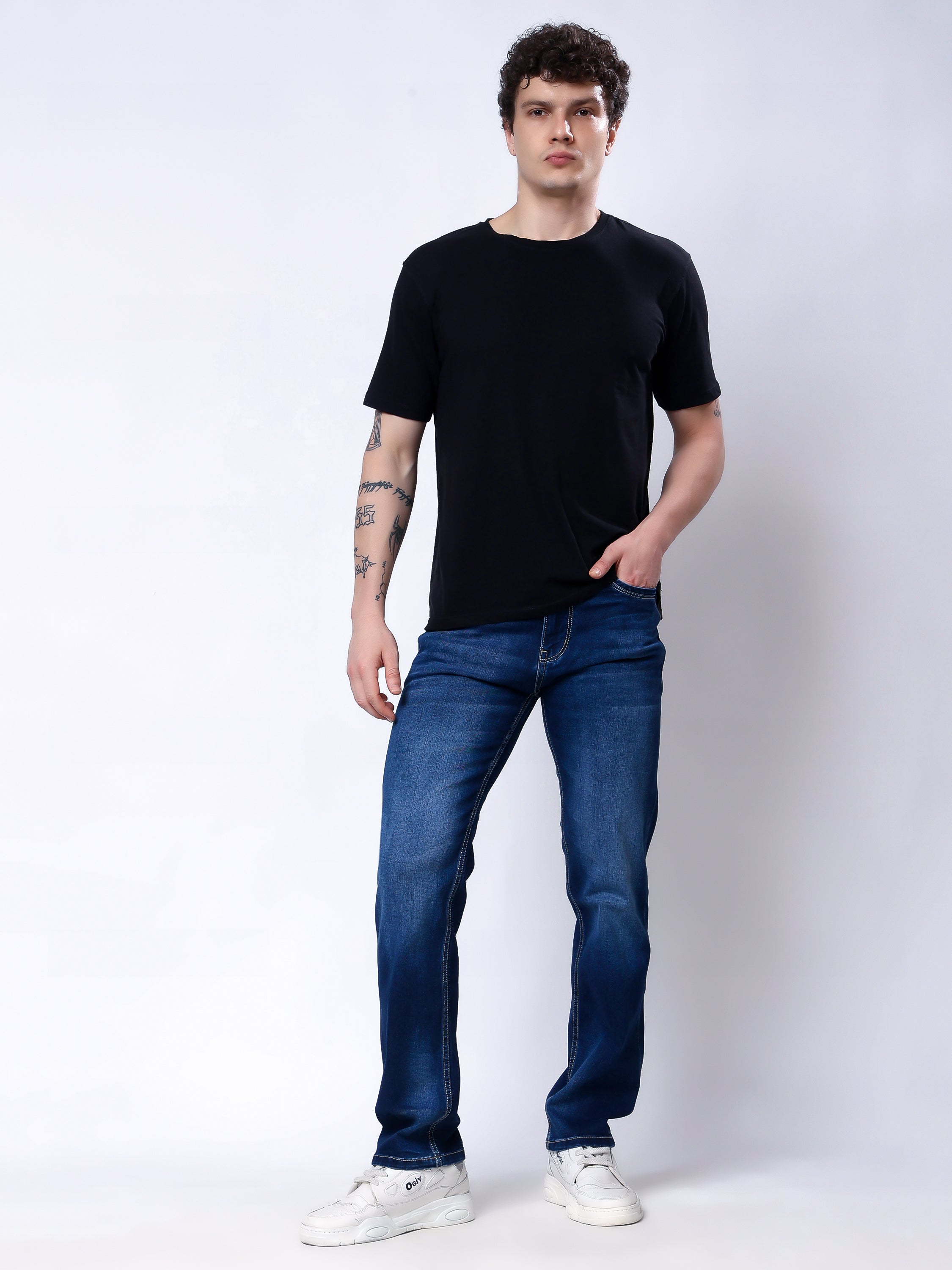 Stylox Men’s Comfort Fit Stretchable Denim Jeans-Dark Blue