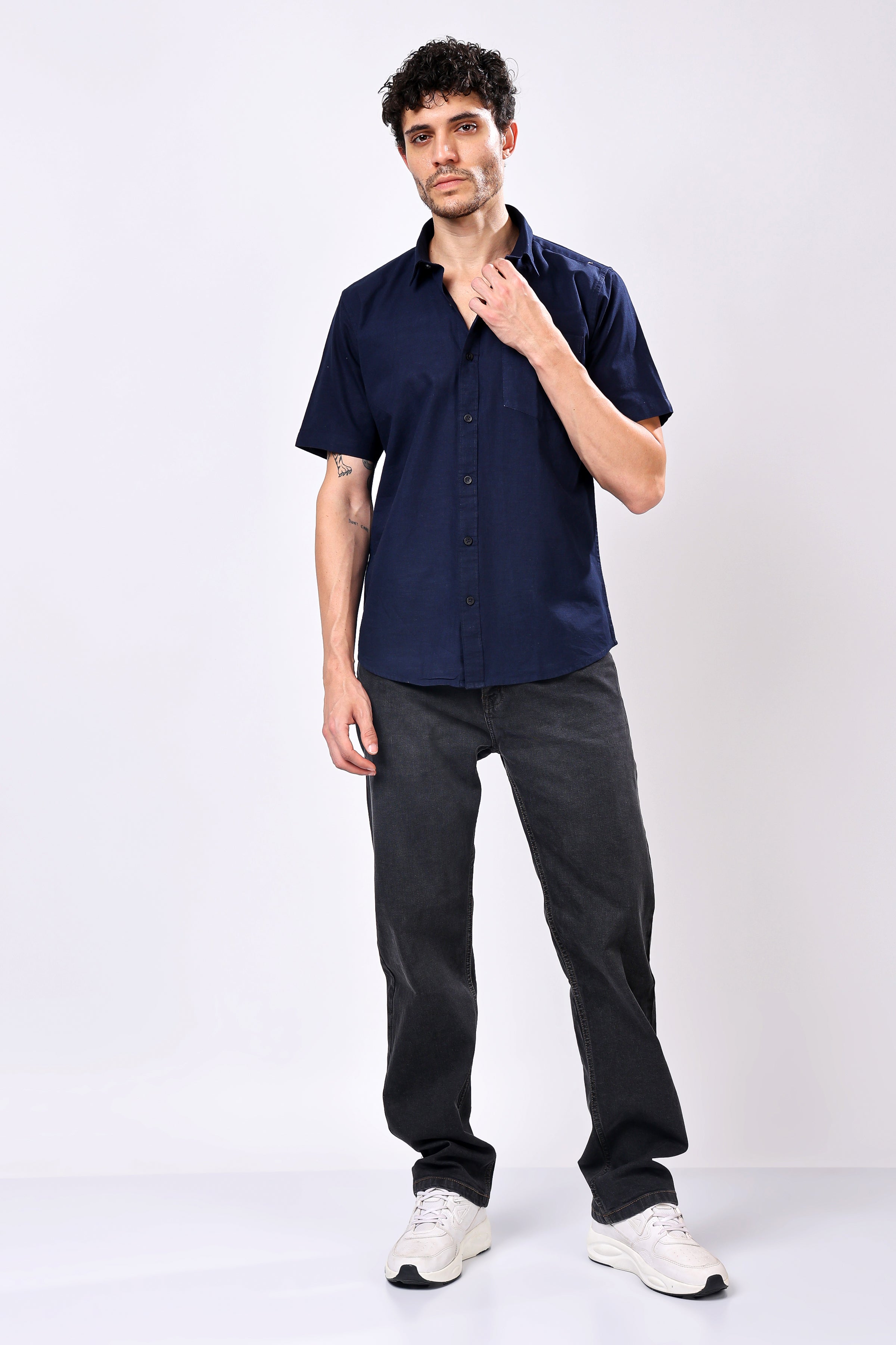 Stylox Men's Half Sleeve Solid Casual Shirt – Comfortable Cotton Blend Shirt for Smart Everyday Style - Stylox
