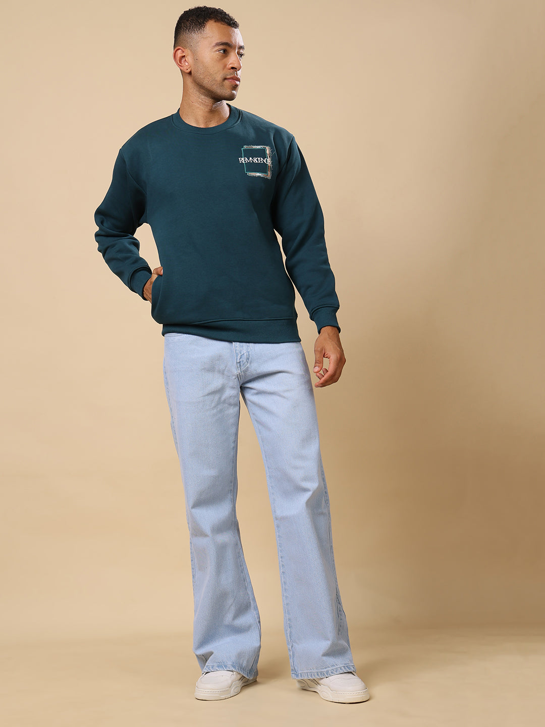 Stylox Men’s Printed Round Neck Sweatshirt – Casual Comfort with Trendy Prints - Stylox