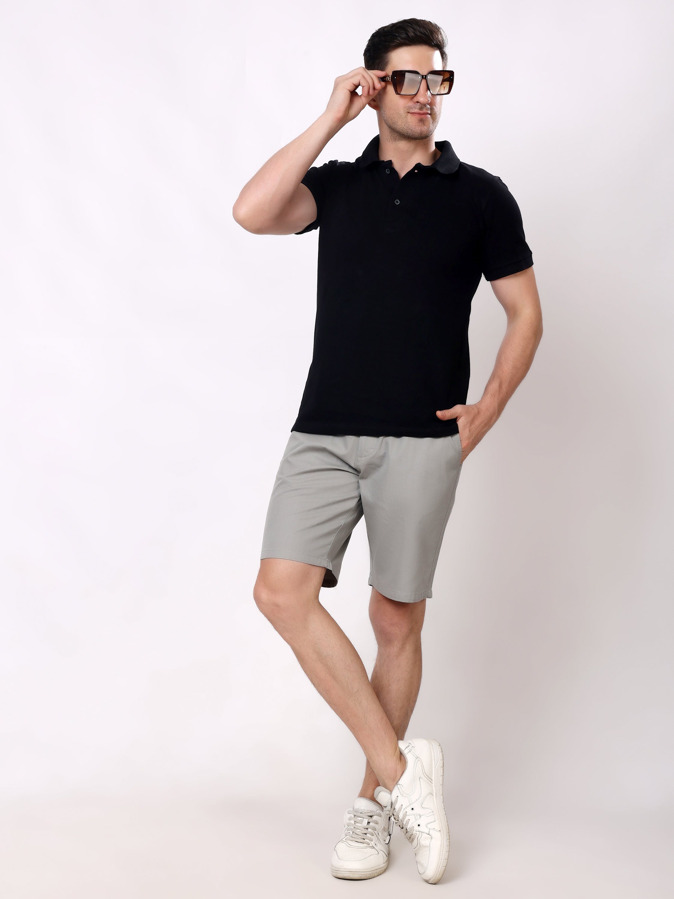 Stylox Men's Regular Fit Cotton Casual Summer Shorts with Elastic Waist & Drawstring