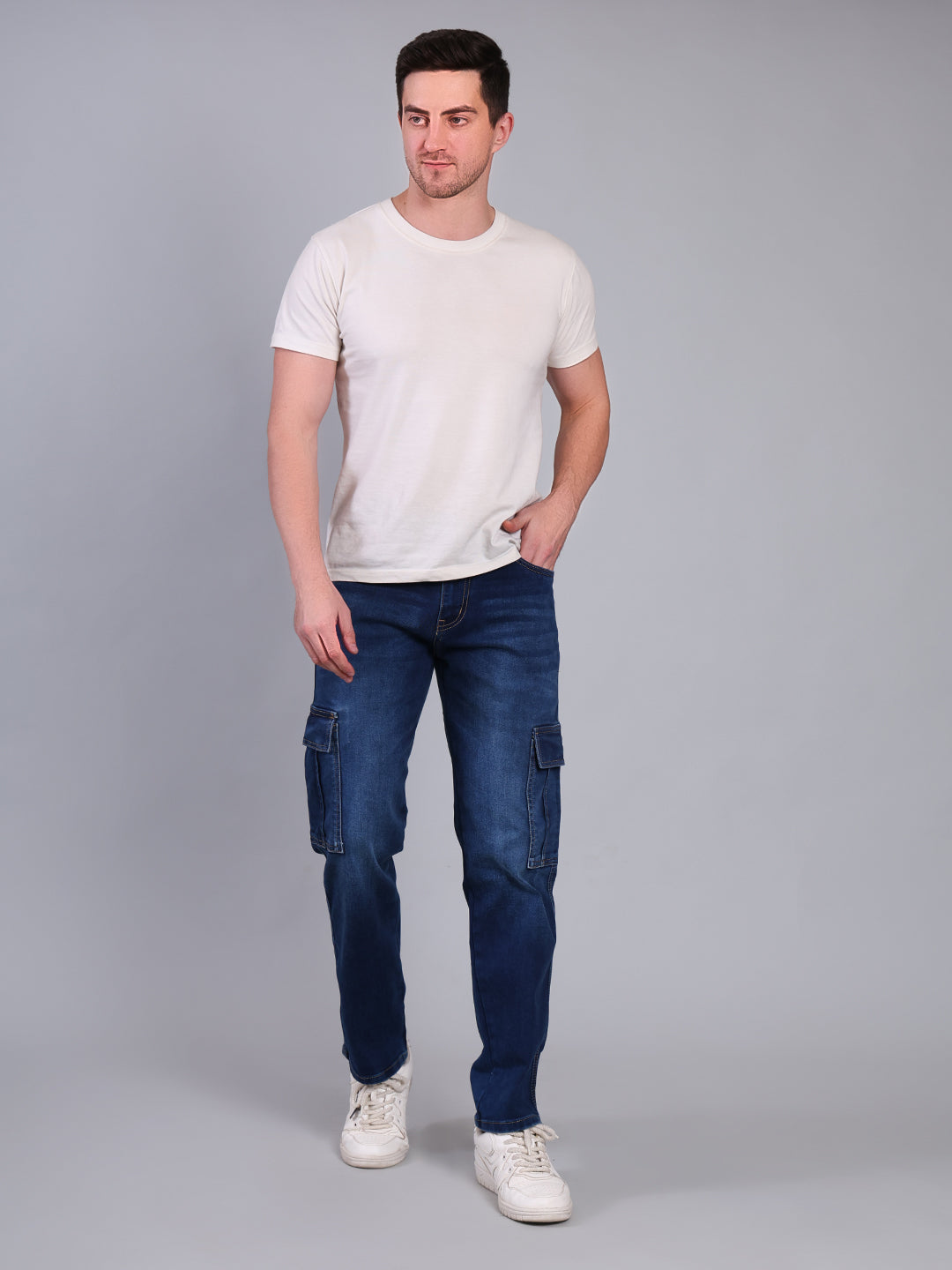 Stylox Men’s Cargo Jeans | Utility Denim with Multiple Pockets | Regular Fit Stretch Cargo Jeans for Men