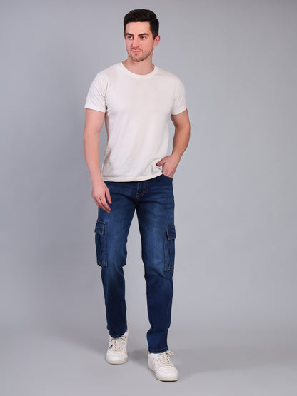 Stylox Men’s Cargo Jeans | Utility Denim with Multiple Pockets | Regular Fit Stretch Cargo Jeans for Men