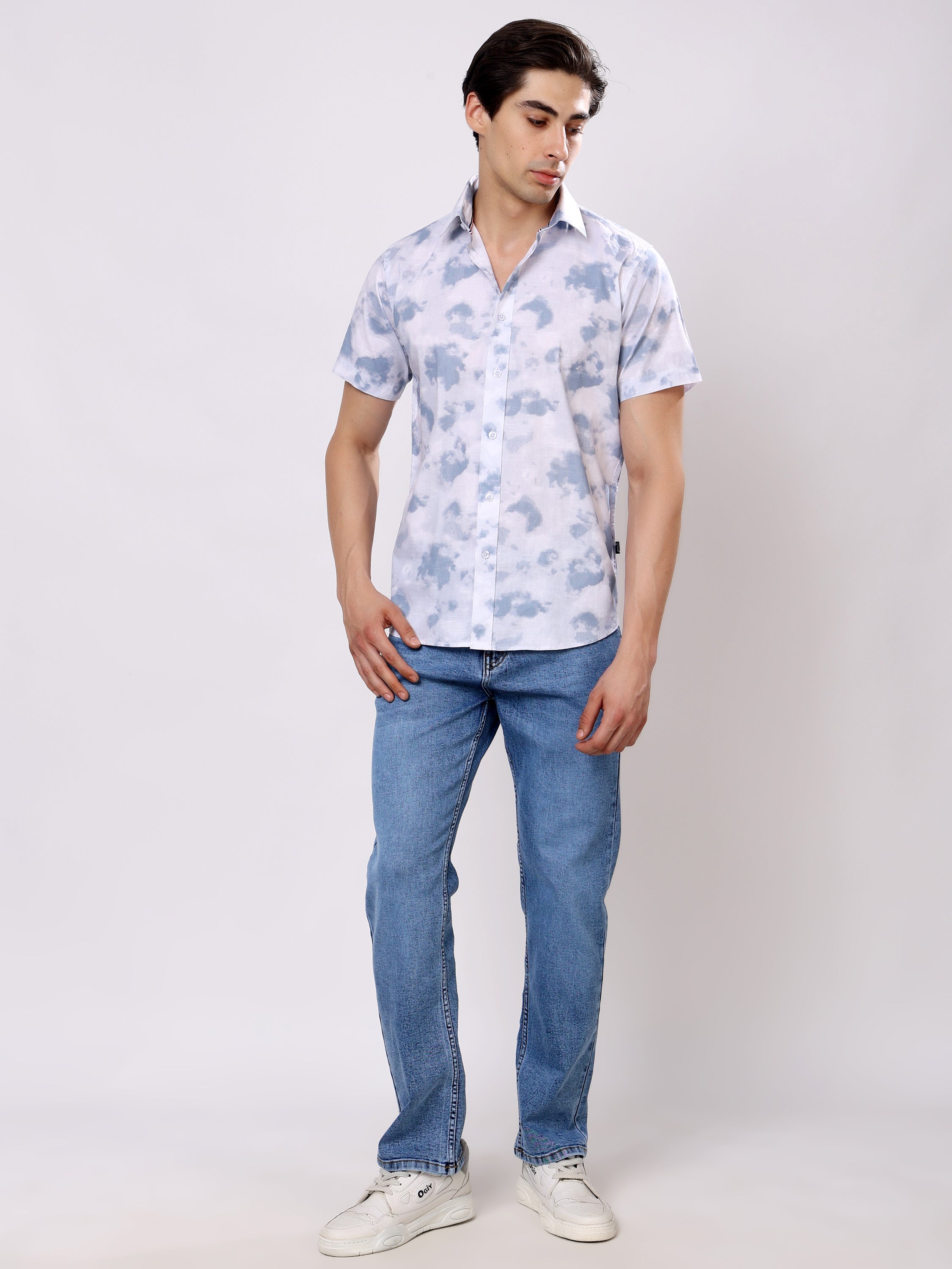 Stylox Men’s Regular Fit Half Sleeve Stylish Tie-Dye Printed Casual Shirt