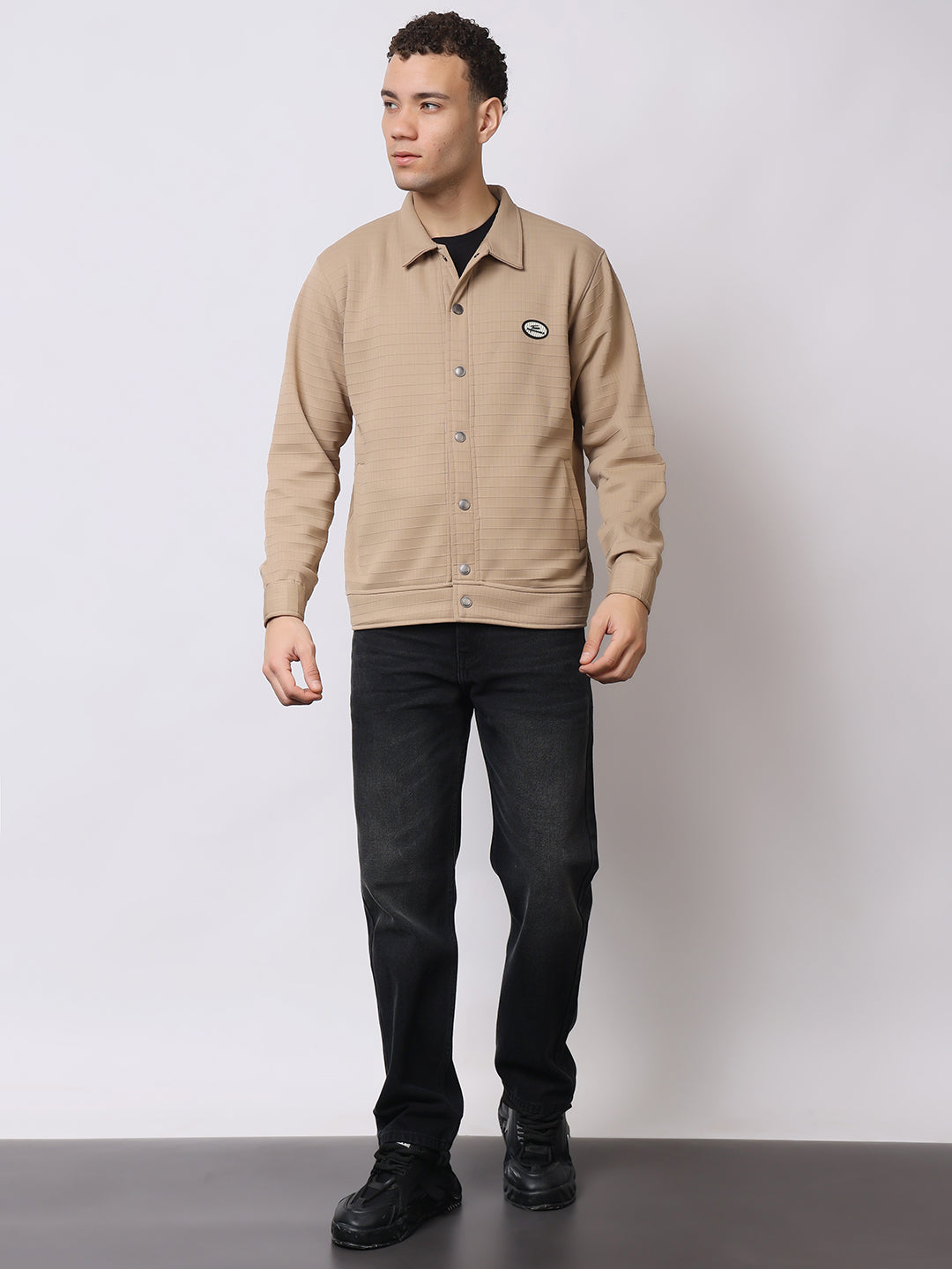 Stylox Men’s Textured Button-Down Shacket – Lightweight Casual Jacket for Winter &amp; Fall