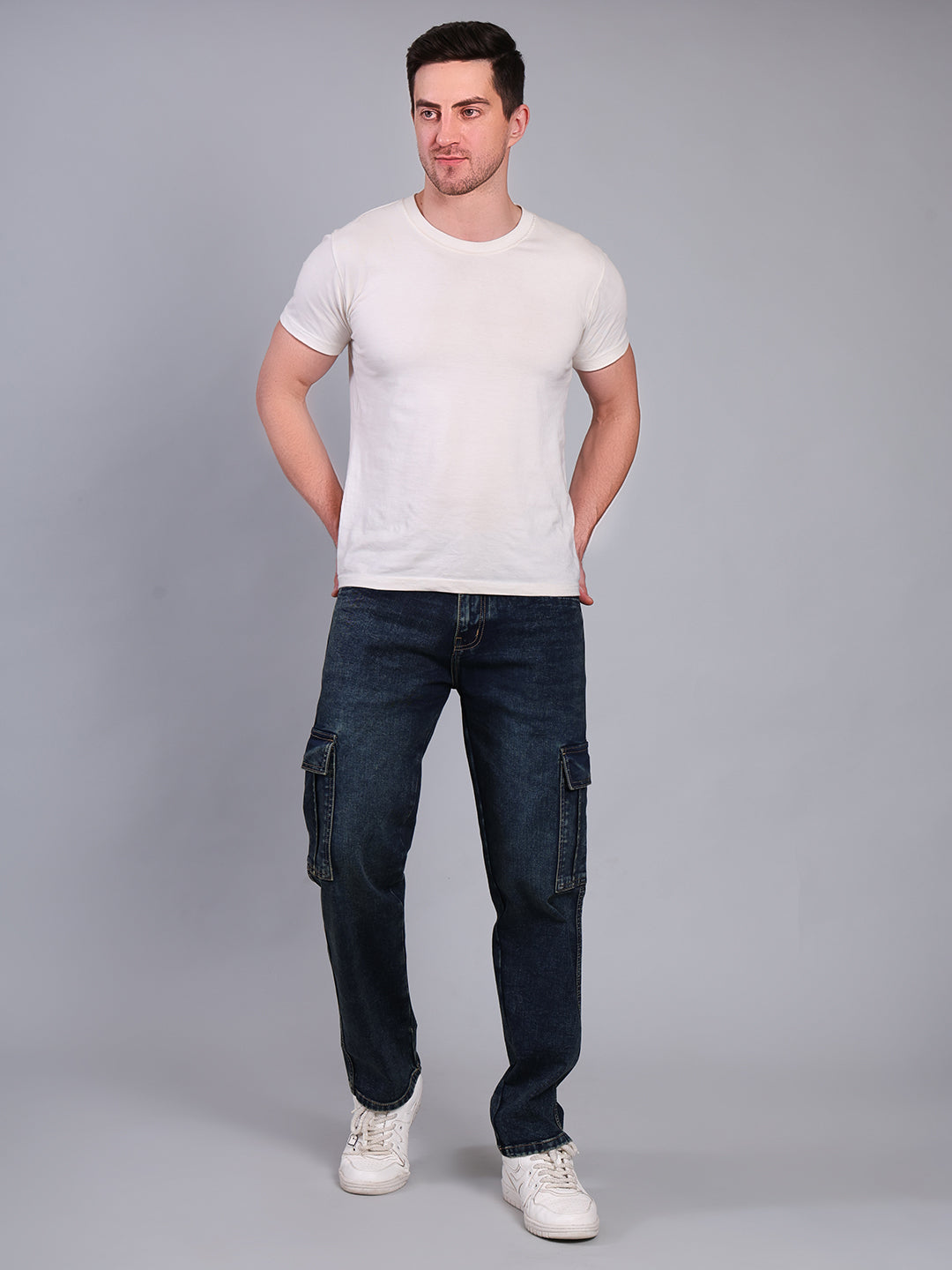 Stylox Men’s Cargo Jeans | Utility Denim with Multiple Pockets | Regular Fit Stretch Cargo Jeans for Men