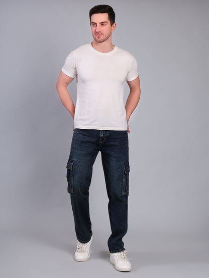 Stylox Men’s Cargo Jeans | Utility Denim with Multiple Pockets | Regular Fit Stretch Cargo Jeans for Men