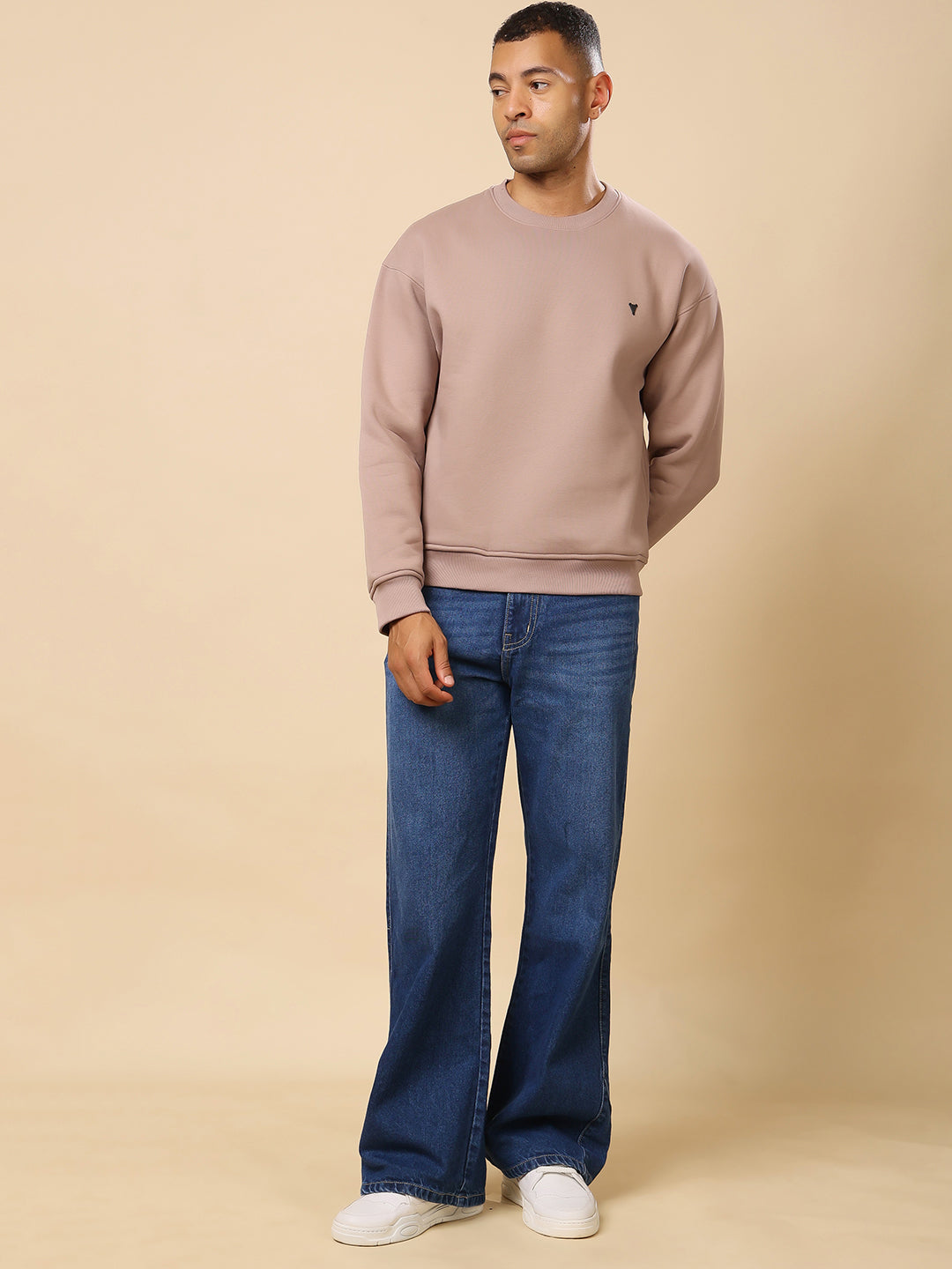 Stylox Men’s Round Neck Full Sleeve Solid Sweatshirt – Minimal Style, Maximum Comfort (Mauve) - Stylox