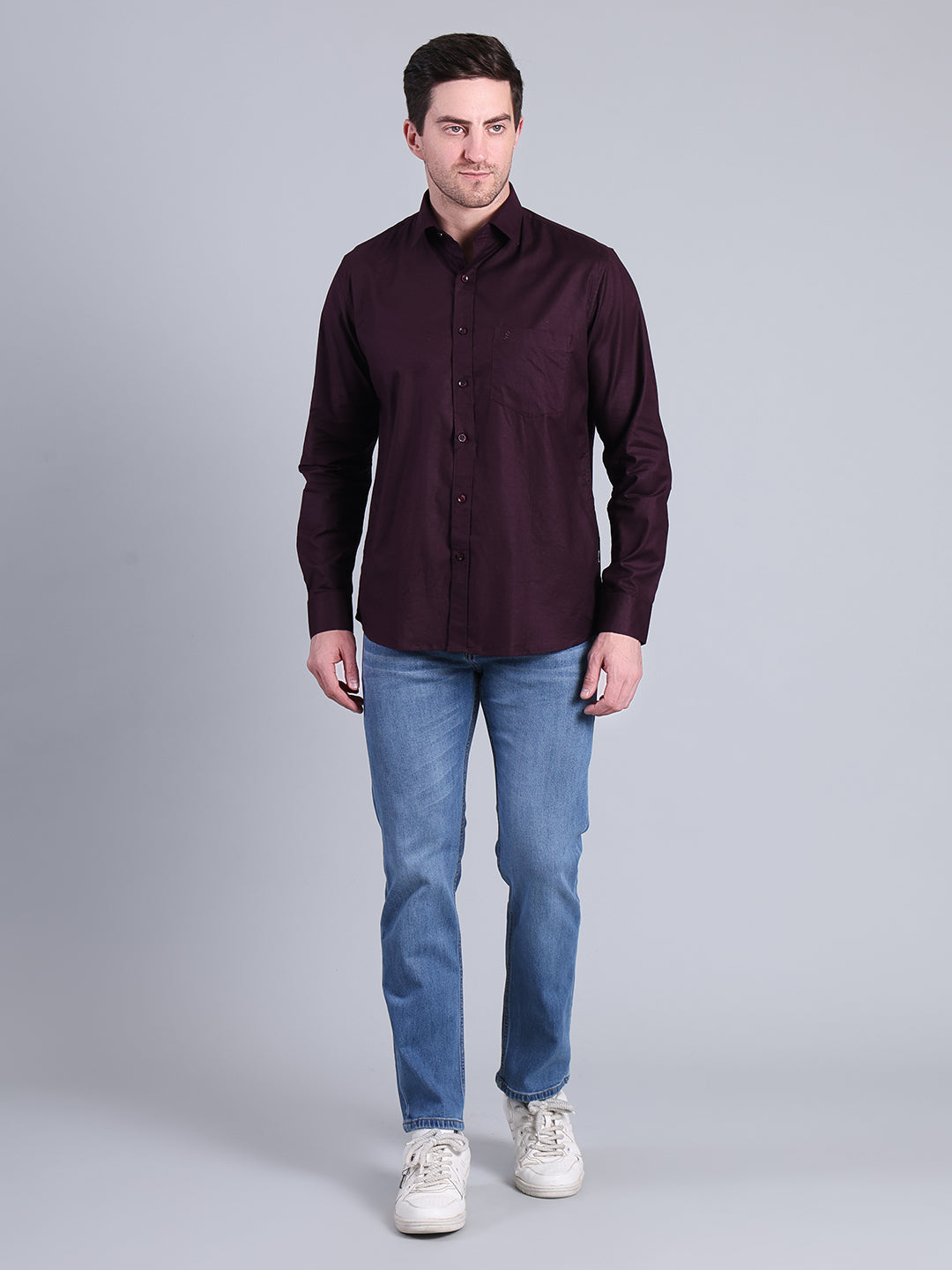 Stylox Men’s Solid Casual Shirt | Full Sleeve Regular Fit Shirt for Everyday Wear