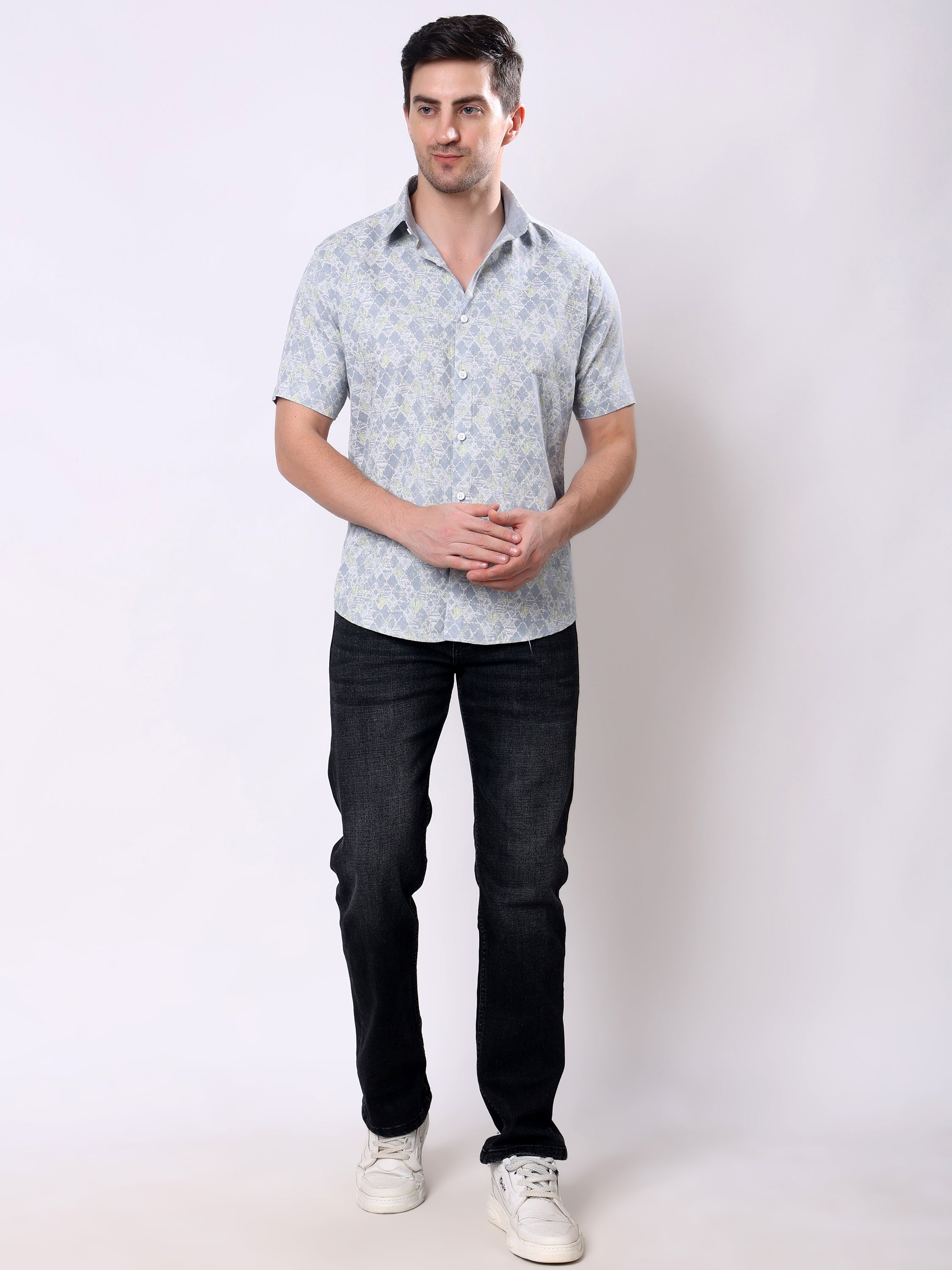 Stylox Men’s Regular Fit Half Sleeve Abstract print Casual Shirt - Stylox