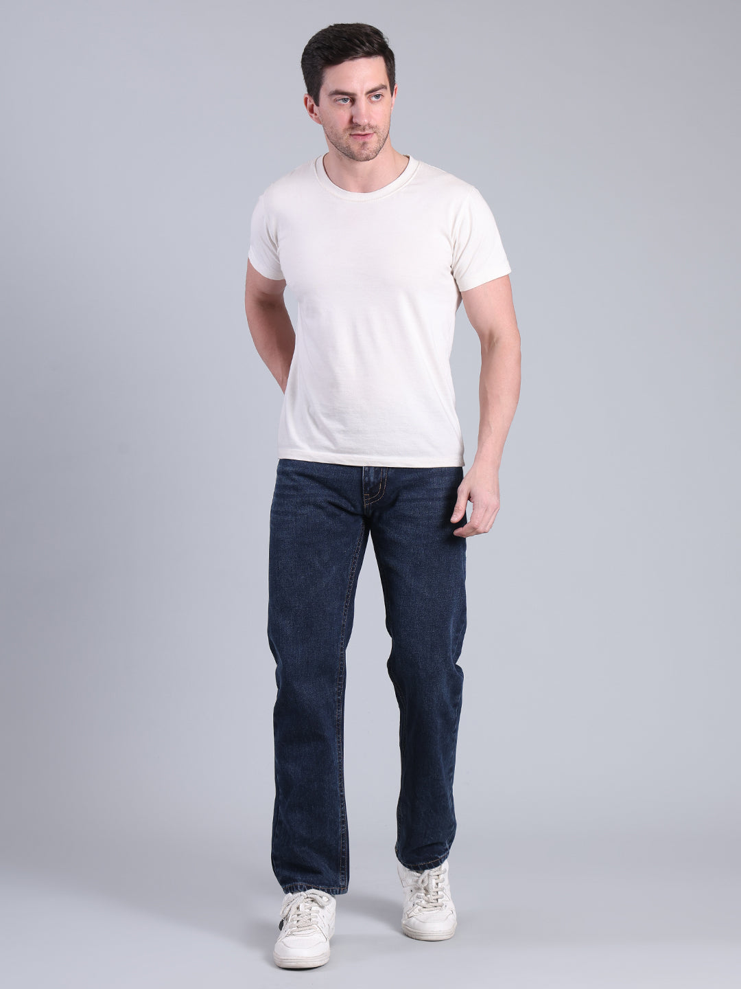 Stylox Men’s Comfort Fit Mid Rise Premium Denim Jeans (Dusty Blue)