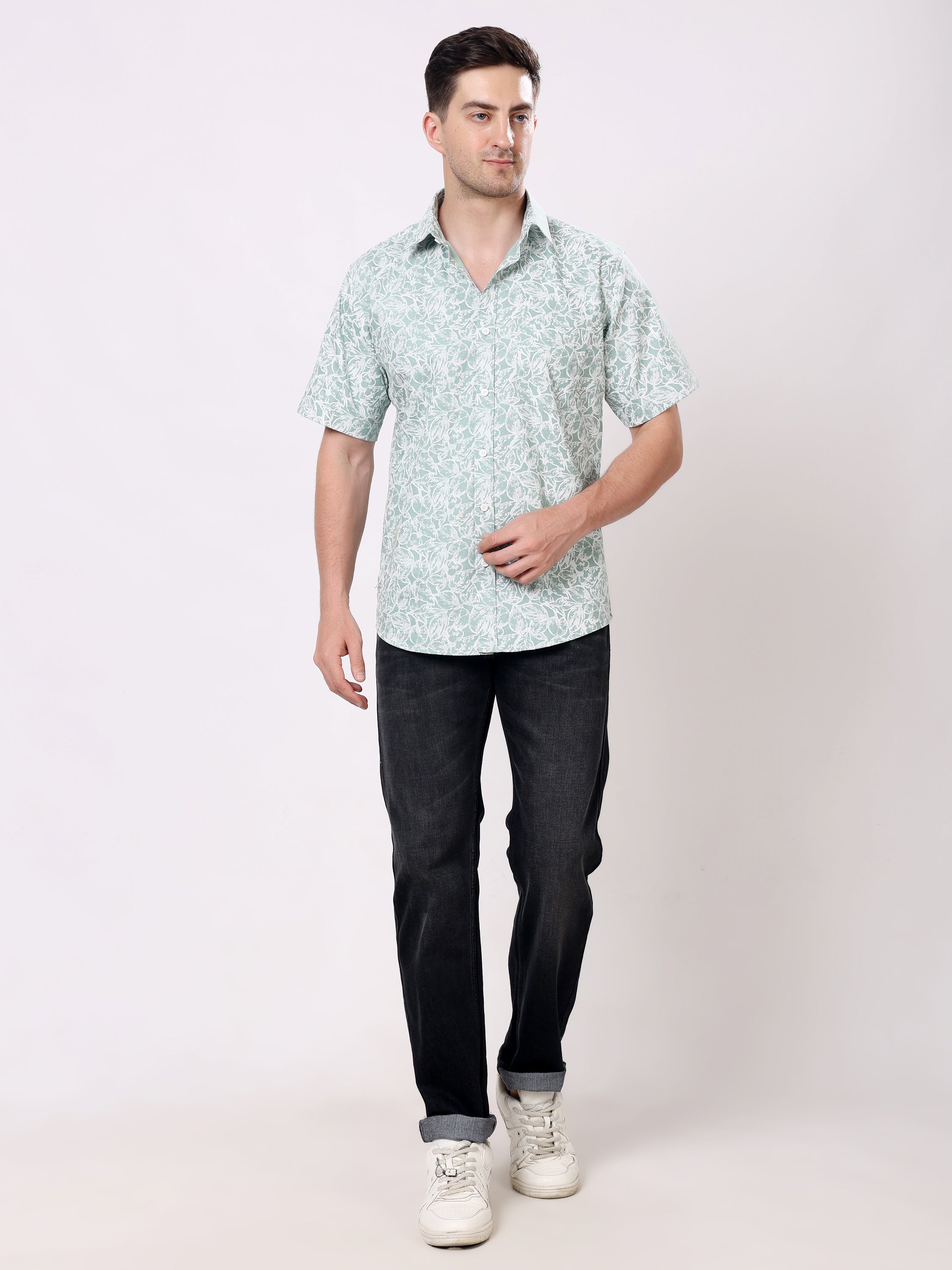 Stylox Men’s Regular Fit Half Sleeve Floral Printed Casual Summer Shirt - Stylox