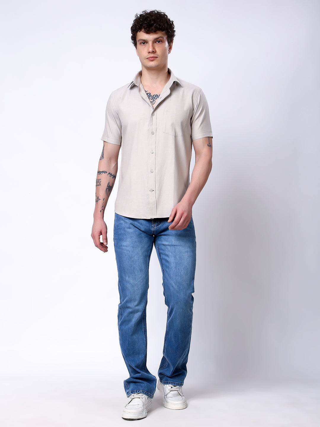 Stylox Men’s Regular Fit Half Sleeve Solid Casual Shirt-Lilac - Stylox