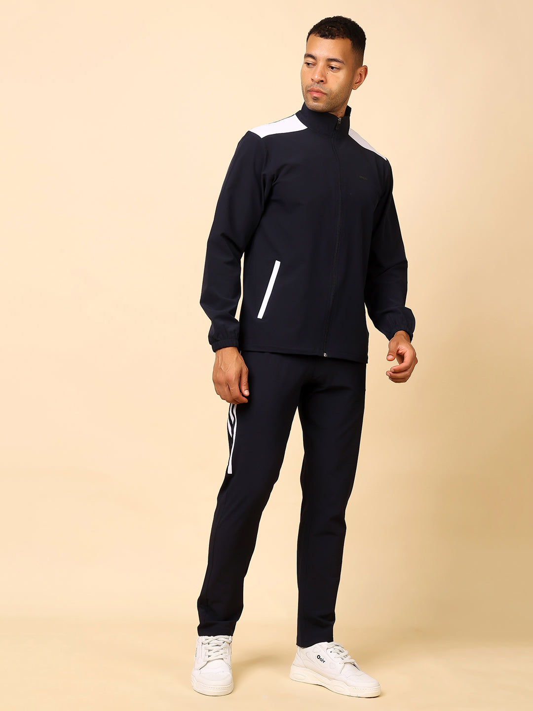 Stylox Men’s Solid Tracksuit | Full Zip High Neck Jacket & Jogger Pants Set (Navy) - Stylox