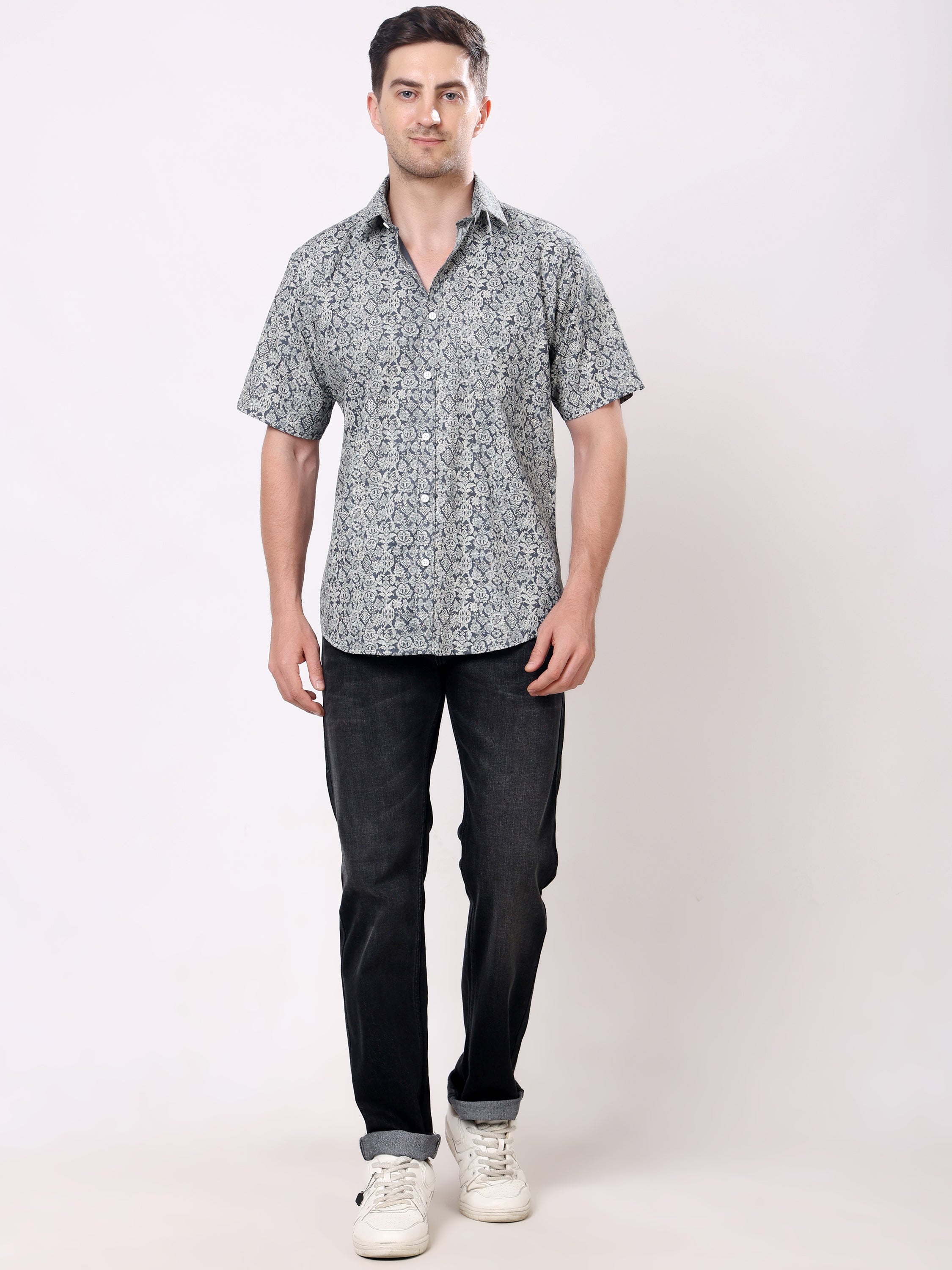 Stylox Men’s Regular Fit Half Sleeve Floral Printed Casual Stylish Summer Shirt - Stylox