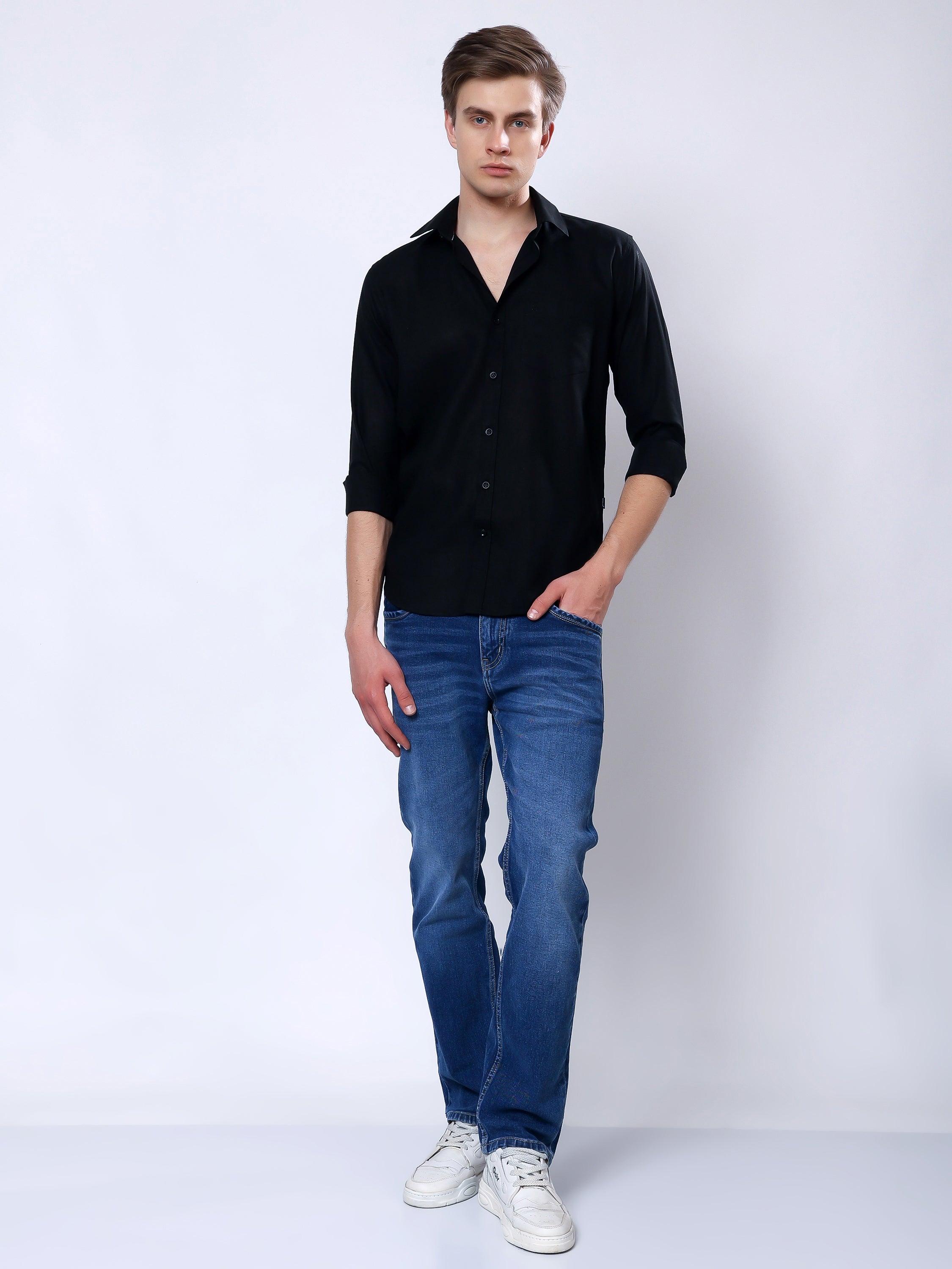 Stylox Men’s Regular Fit Full Sleeve Solid Casual Shirt - Stylox