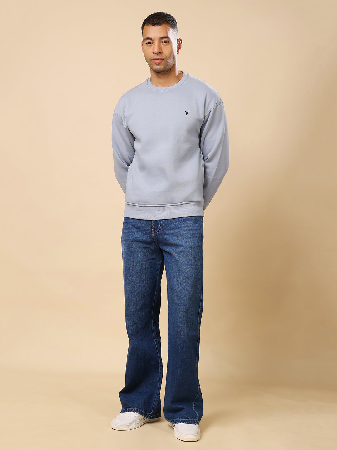 Stylox Men’s Round Neck Full Sleeve Solid Sweatshirt – Minimal Style, Maximum Comfort (Blue) - Stylox