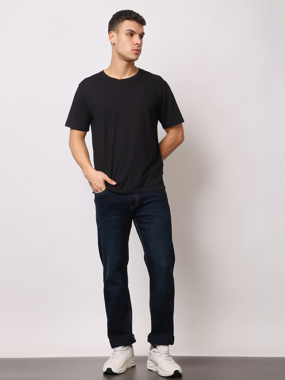 Stylox Men’s Comfort Fit Mid Rise Premium Stretchable Solid Jeans - Stylox