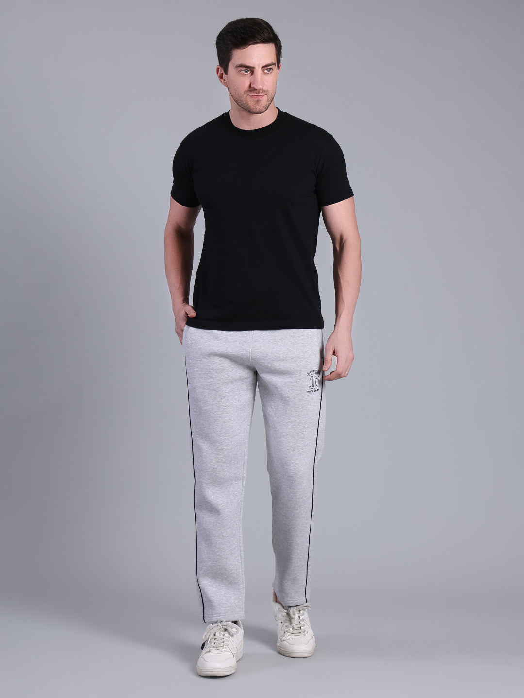 Stylox Men’s Solid Trackpant with Side Piping (Melange) - Stylox