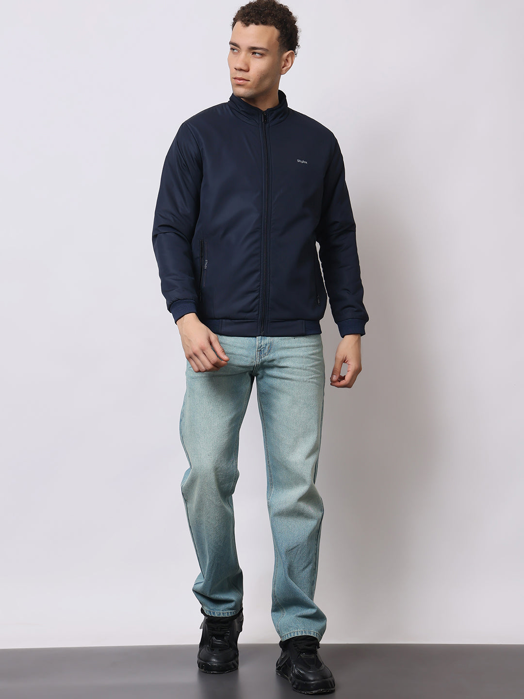 Stylox Men’s High-Neck Winter Jacket – Lightweight Windcheater with Warm Lining & Full-Zip Closure