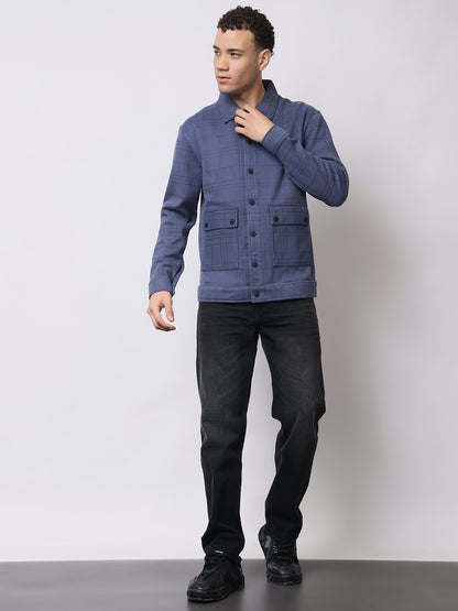 Stylox Men’s Checkered Winter Shacket – Warm Button-Down Fleece Jacket with Utility Pockets