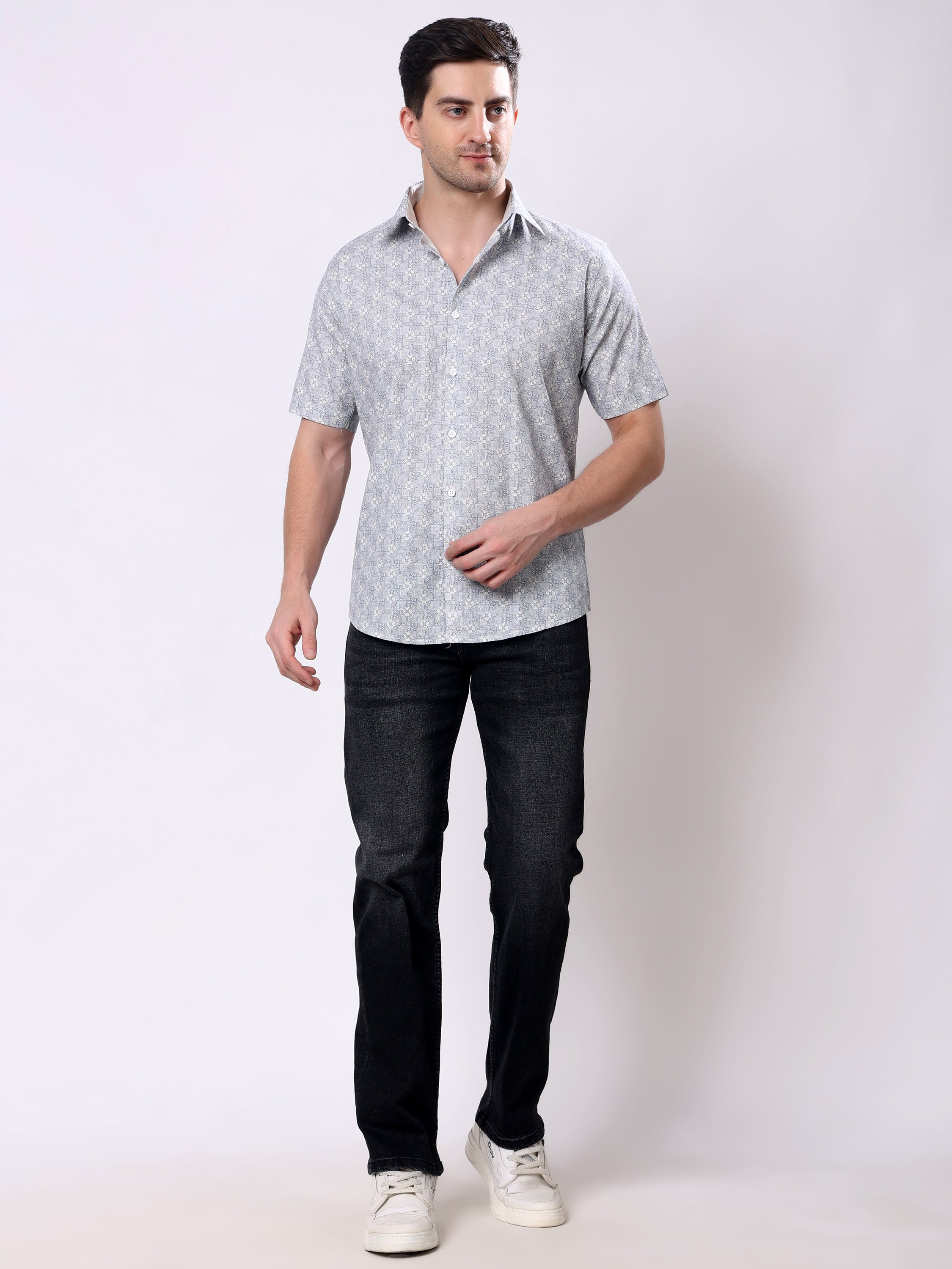 Stylox Men’s Regular Fit Half Sleeve Abstract print Summer Casual Shirt - Stylox