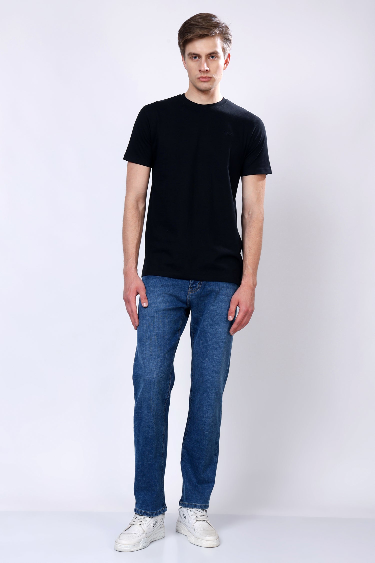 Stylox Men’s Comfort Fit Stretchable Mid Dark Blue Denim Jeans - Stylox