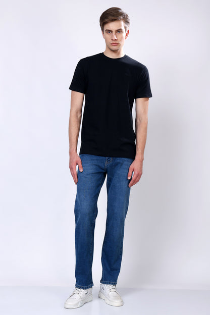 Stylox Men’s Comfort Fit Stretchable Mid Dark Blue Denim Jeans - Stylox