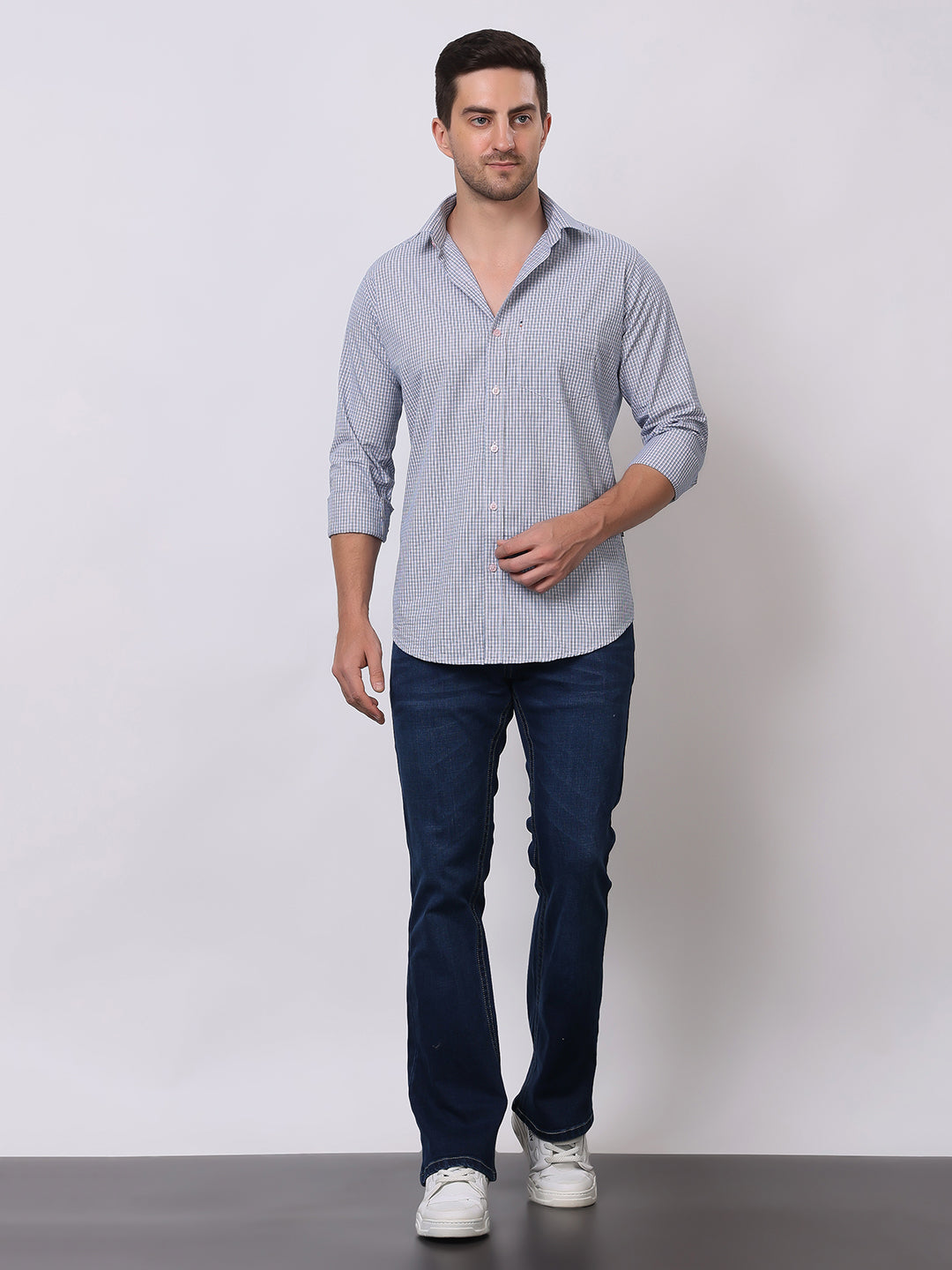 Stylox Men's Full Sleeve Check Casual Shirt – Premium Cotton Blend Regular Fit Checked Shirt for Trendy Everyday & Office Wear