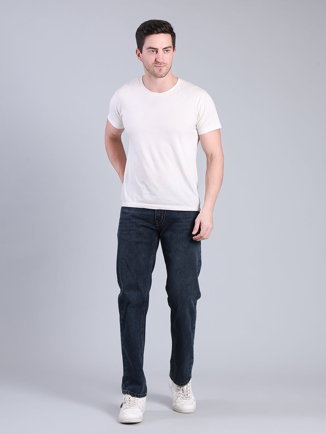 Stylox Men’s Comfort Fit Mid Rise Premium Denim Jeans (Dark Blue) - Stylox