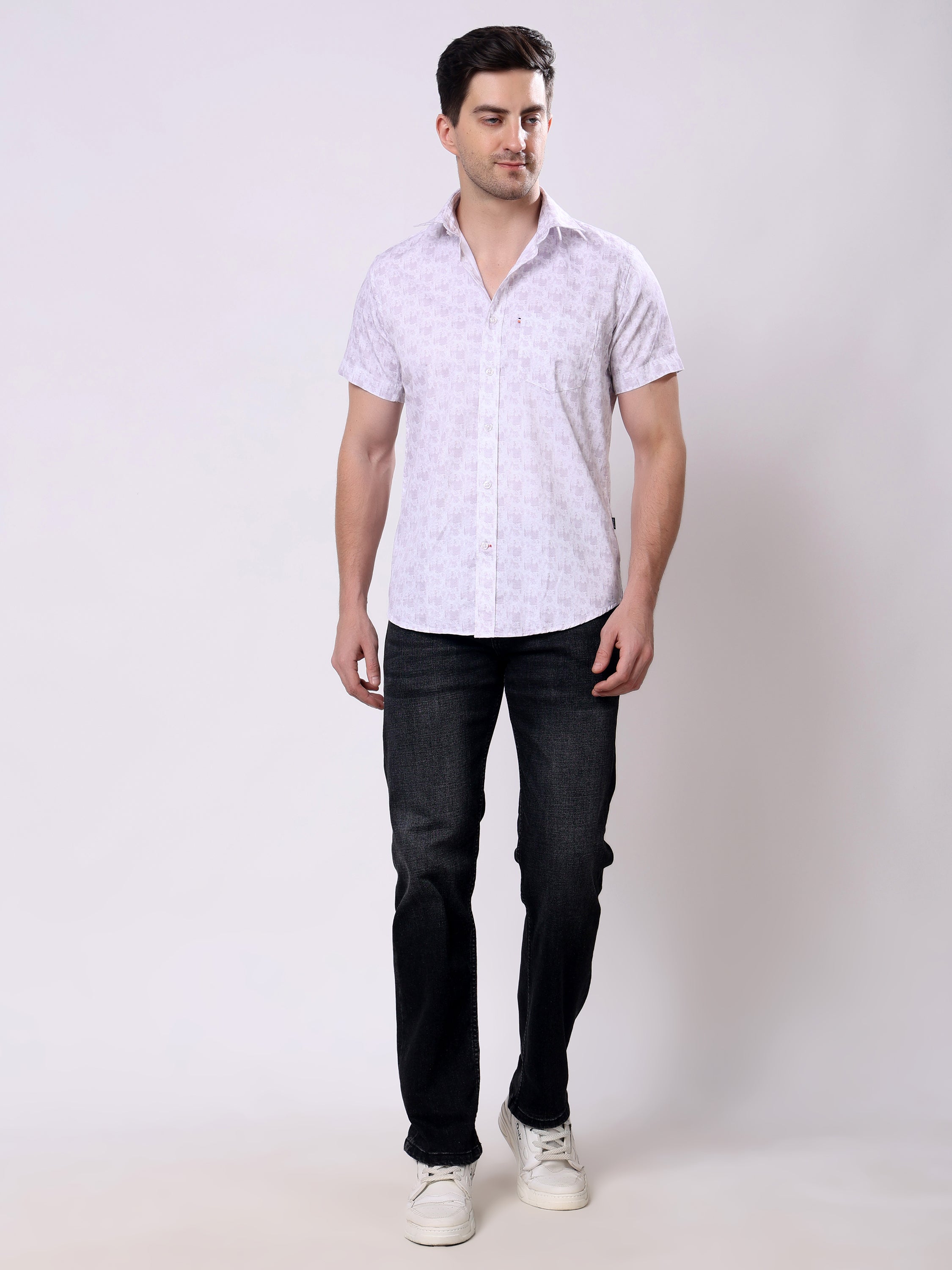 Stylox Men’s Regular Fit Half Sleeve Abstract print Cotton Summer Casual Shirt - Stylox