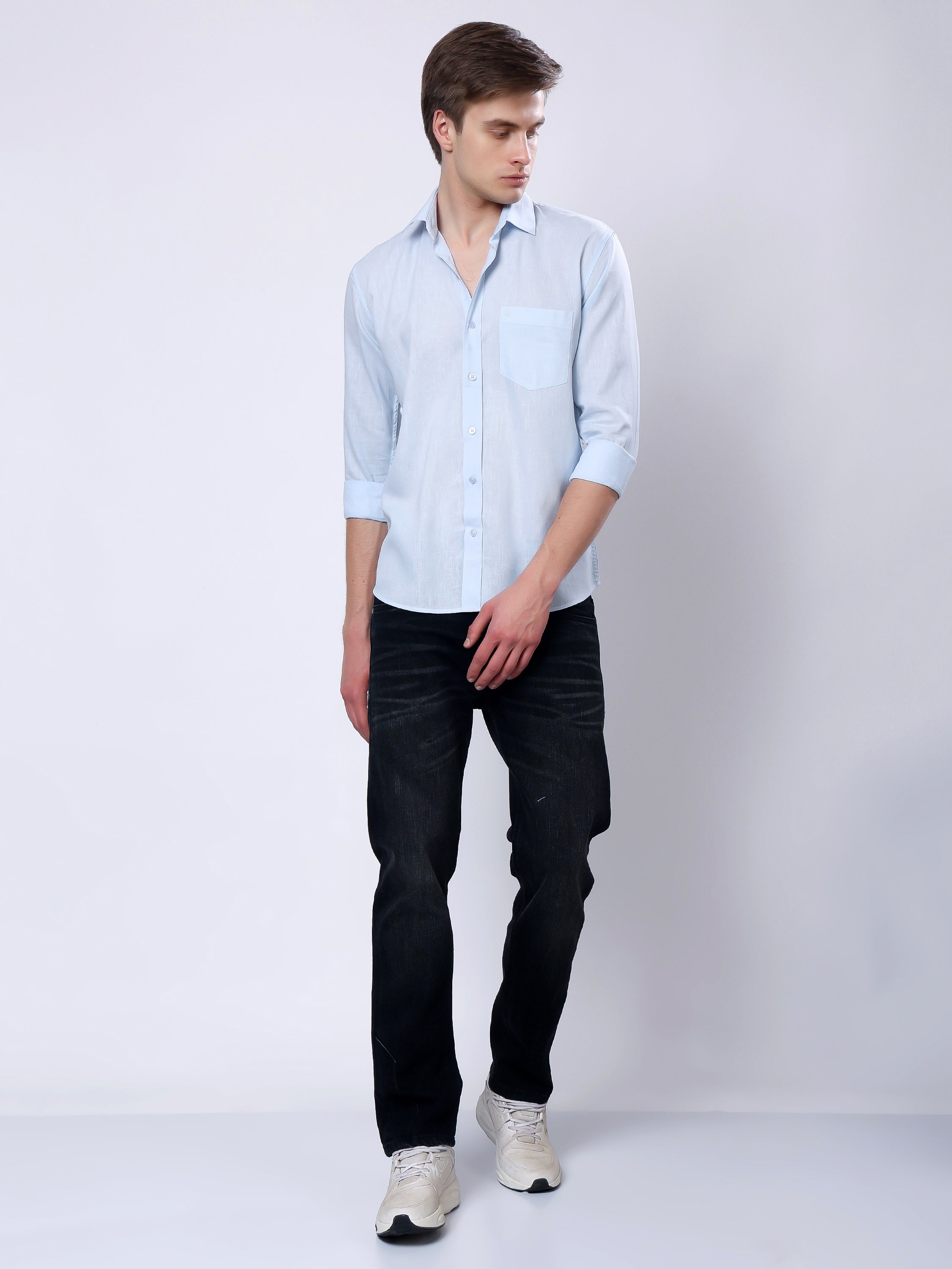Stylox Men’s Regular Fit Full Sleeve Solid Casual Shirt - Stylox