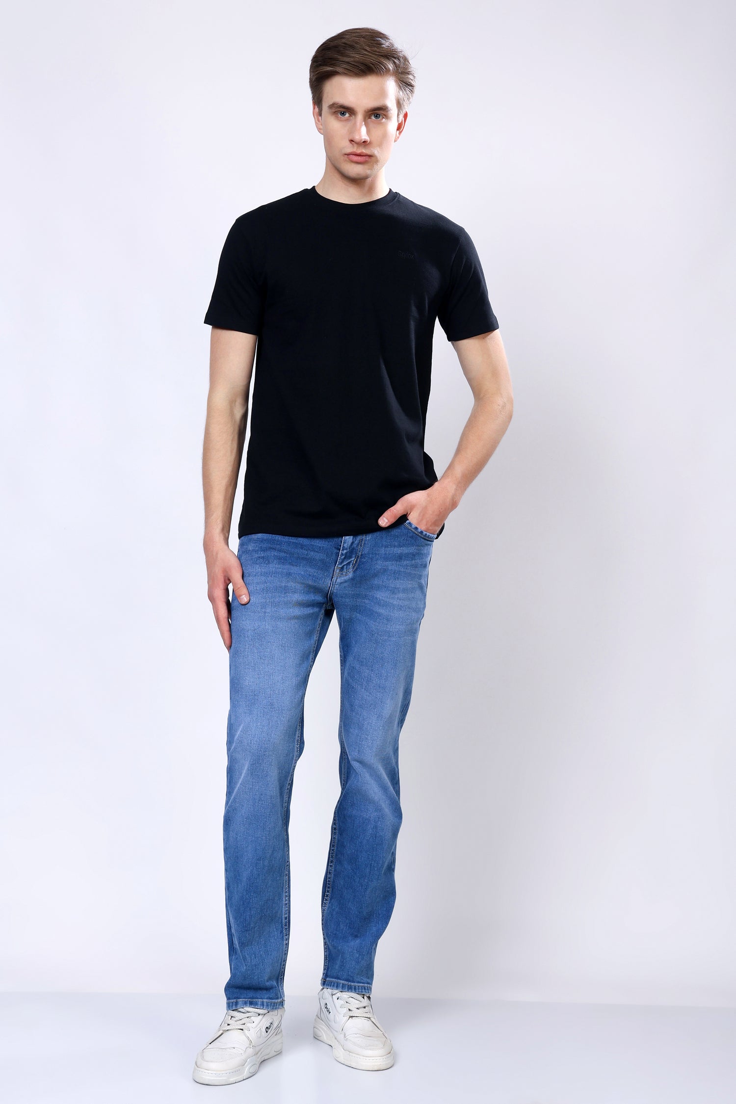 Stylox Men’s Mid-Rise Comfort Fit Stretchable Dark Blue Denim Jeans - Stylox