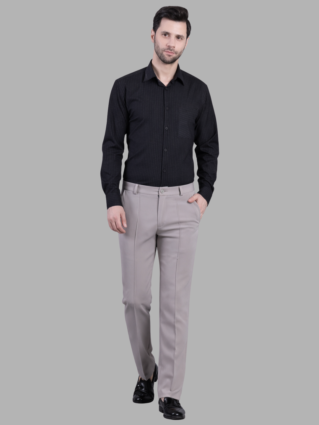 Stylox Men’s Comfort Fit Korean Trousers – Premium Office Wear Pants-Light Beige