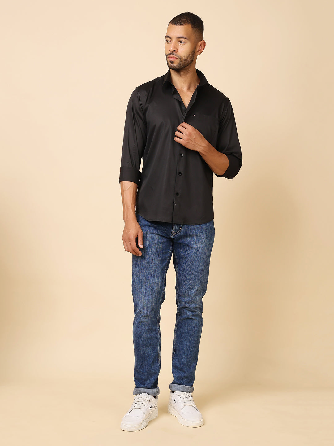 Stylox Men’s Slim Fit Satin Shirt | Premium Solid Formal Shirt for Office & Party Wear | Full Sleeve Smooth Finish Shirt - Stylox