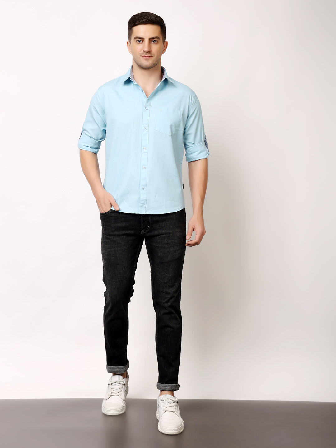 Stylox Men’s Regular Fit Oxford Full Sleeve Solid Shirt | Premium Cotton Blend Casual & Formal Wear - Stylox
