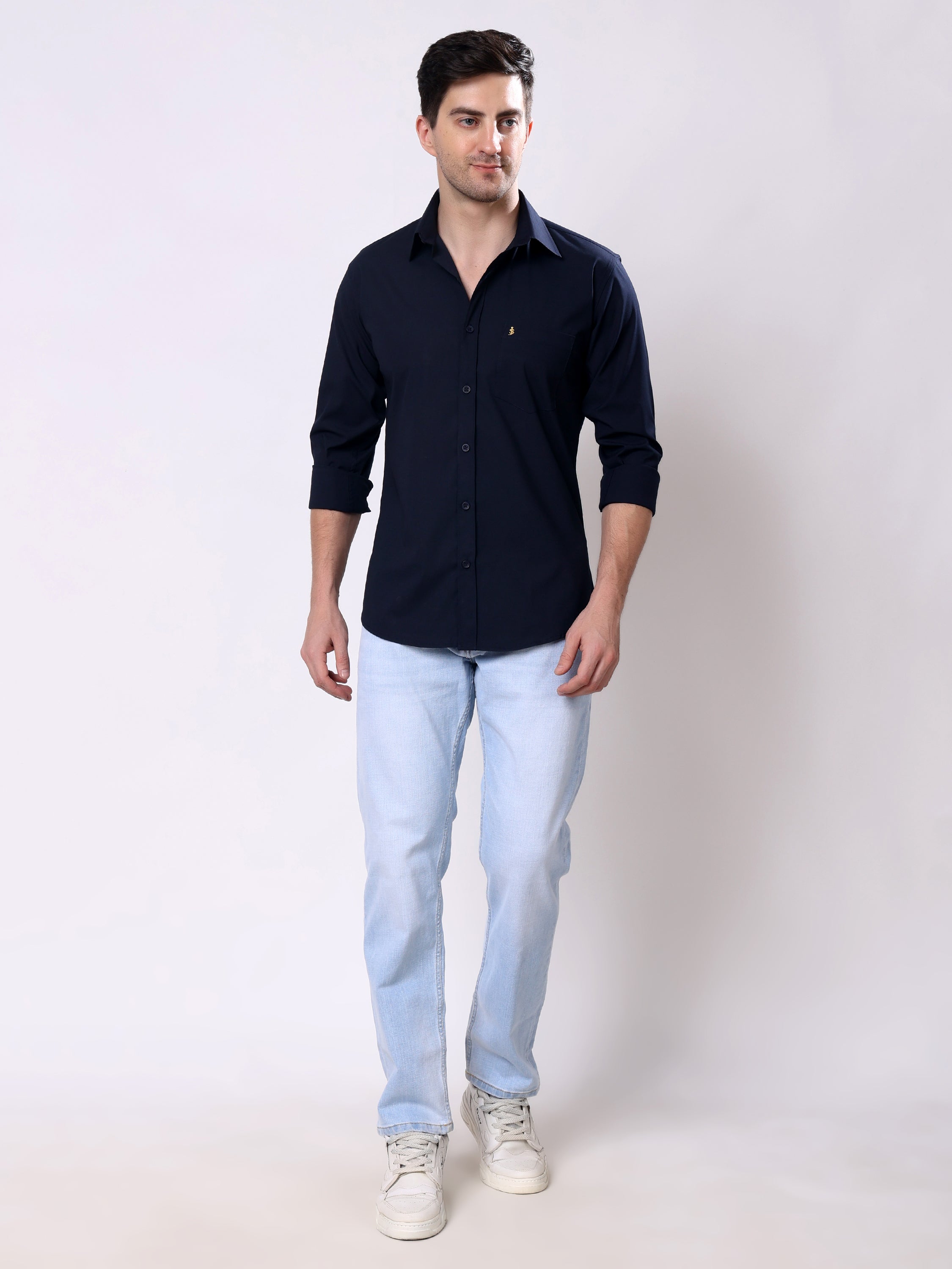 Stylox Men’s Regular Fit Full Sleeve Solid Casual Shirt - Stylox