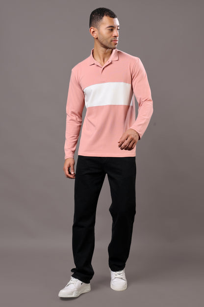 Stylox Men’s Long Sleeve Polo T-Shirt with Cut &amp; Sew Design