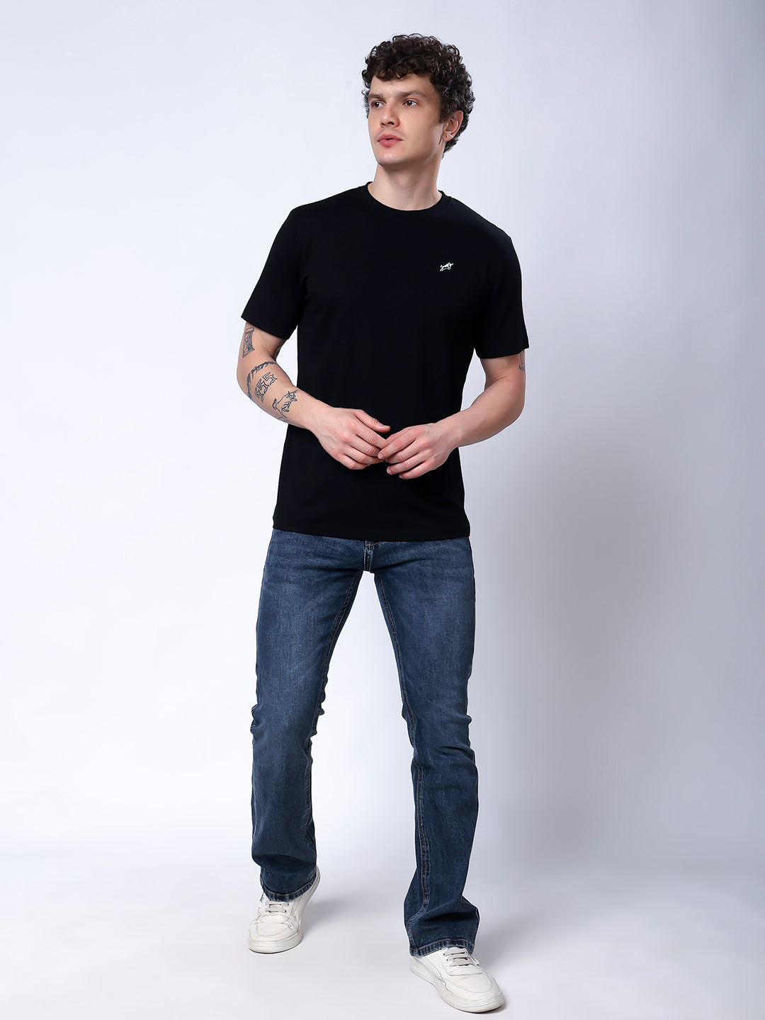 Stylox Men’s Regular Fit Round Neck Half Sleeve Casual Solid T-Shirt–Black - Stylox