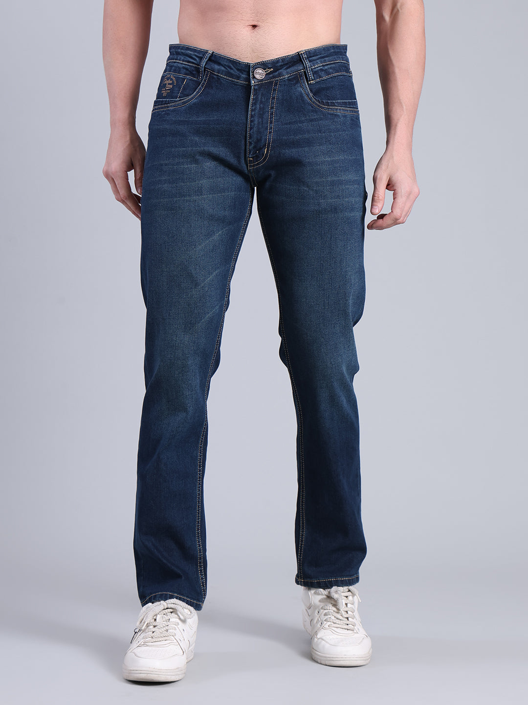 Stylox Men’s Slim Fit Mid Rise Stretchable Jeans (Greenish Blue)