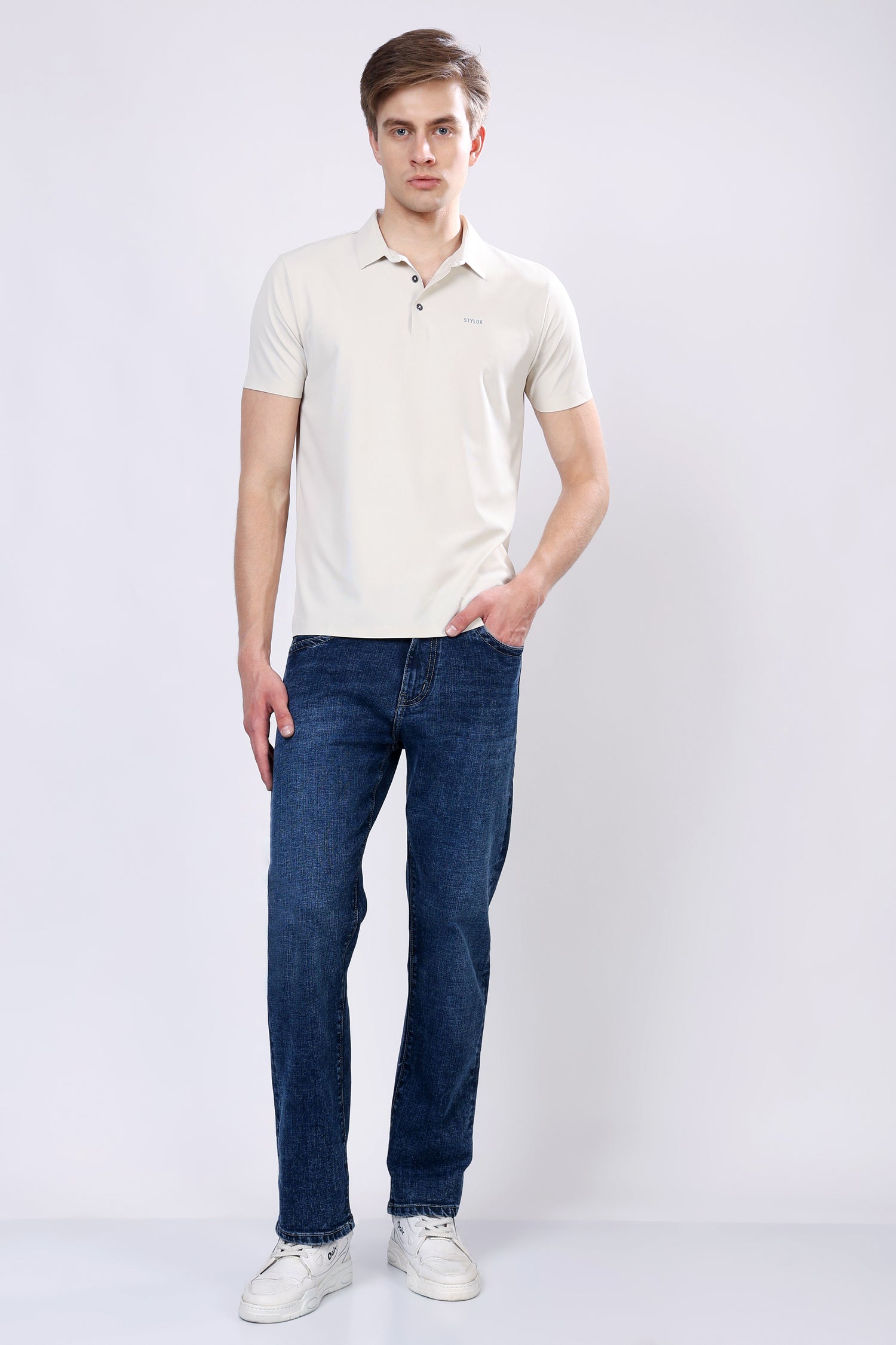 Stylox Men’s Comfort Fit Stretchable Dark Blue Denim Jeans - Stylox