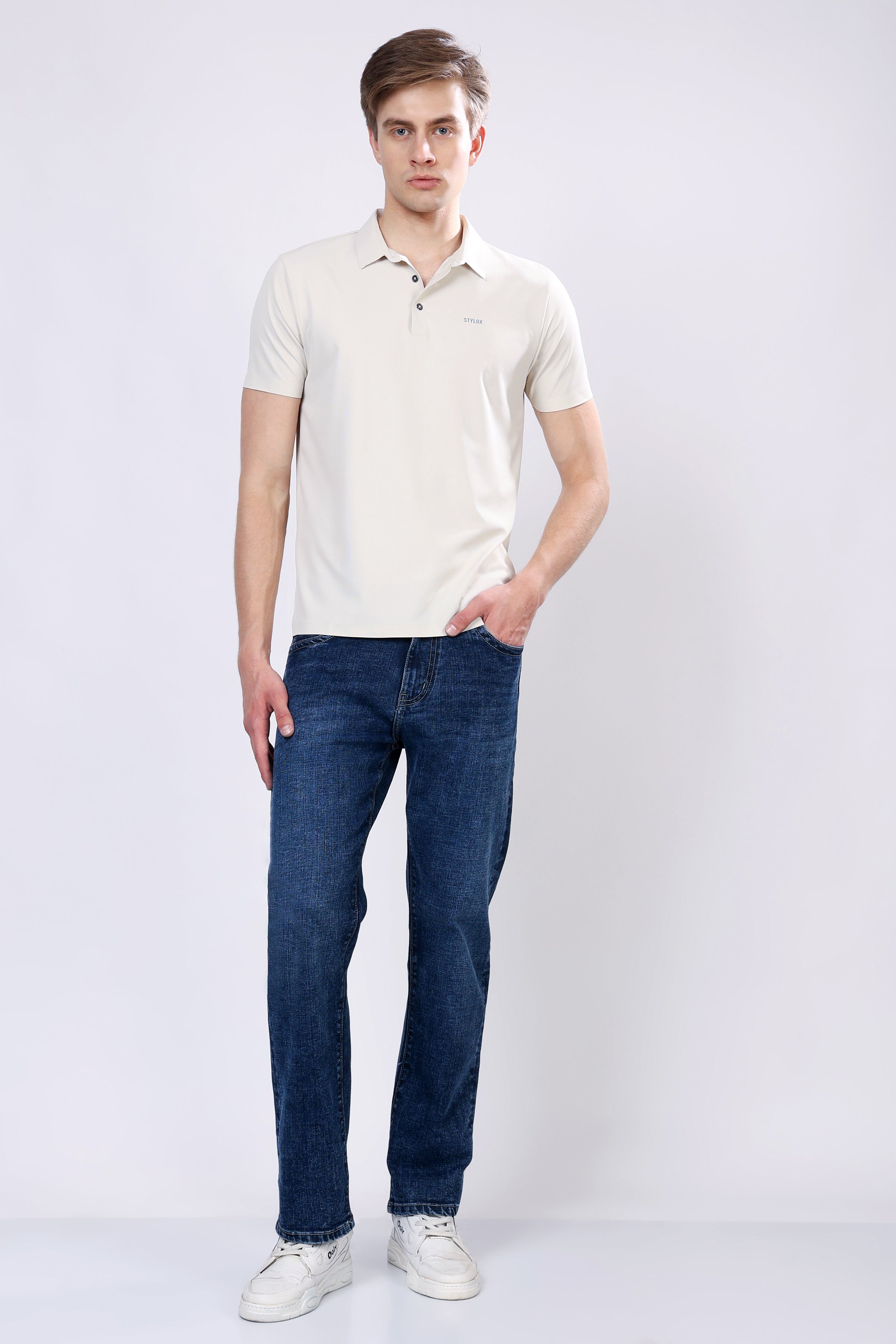 Stylox Men’s Comfort Fit Stretchable Dark Blue Denim Jeans - Stylox