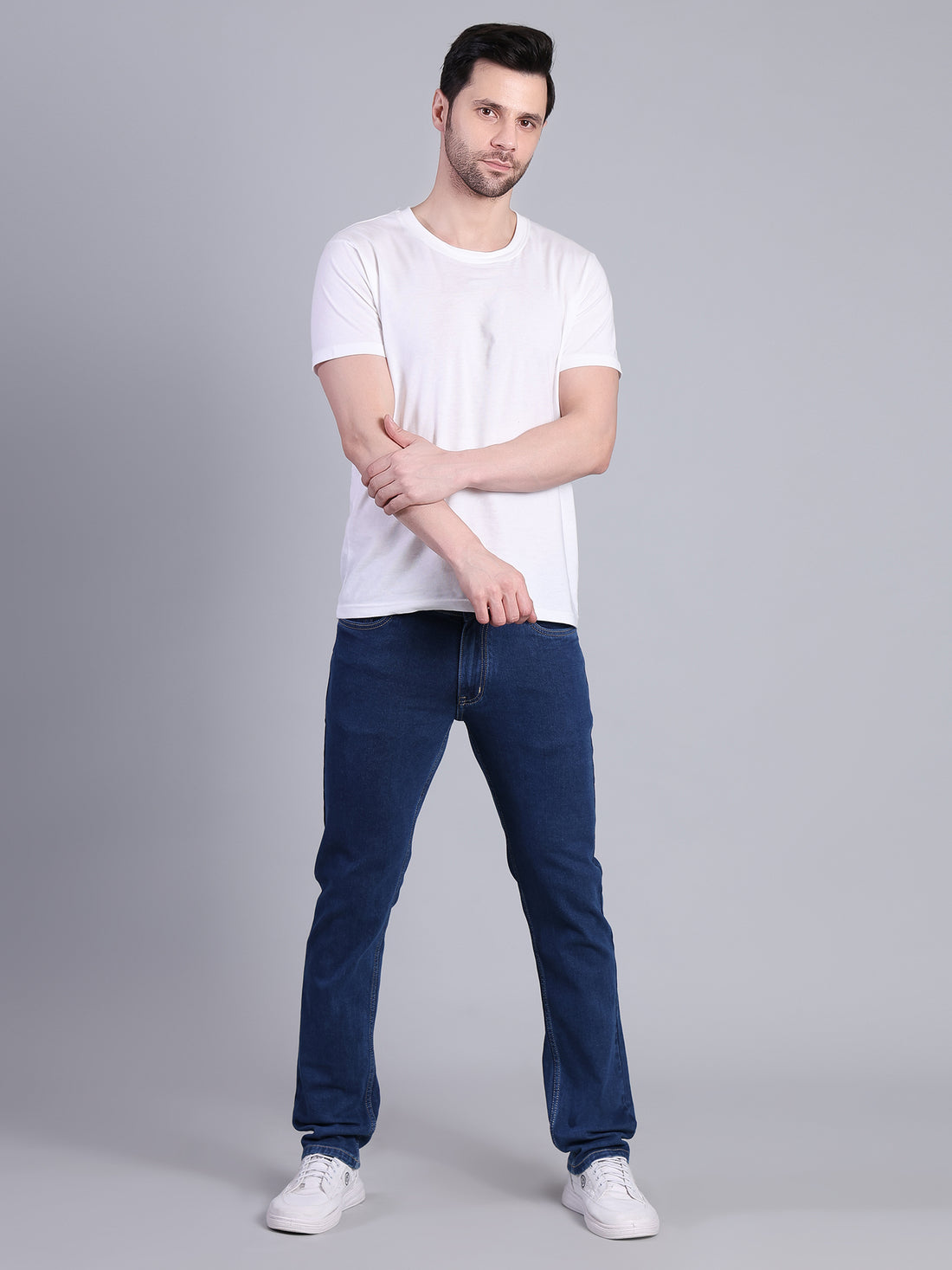 Stylox Men’s Slim Fit Mid Rise Stretchable Casual Denim Jeans-Dark Blue - Stylox