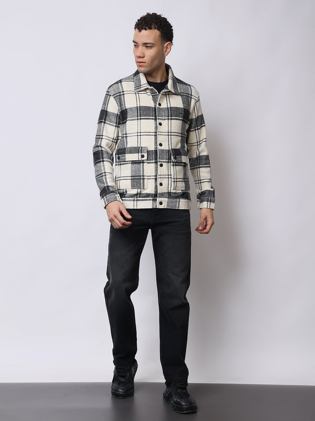 Stylox Men’s Checkered Winter Shacket – Premium Fleece-Lined Button-Down Plaid Jacket for Casual & Outdoor Wear