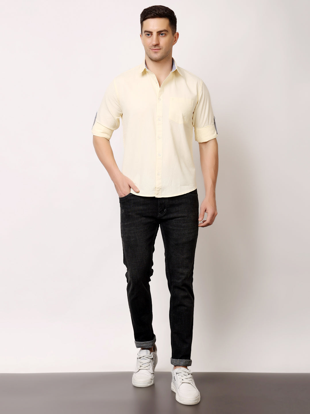 Stylox Men’s Regular Fit Oxford Full Sleeve Solid Shirt | Premium Cotton Blend Casual & Formal Wear - Stylox