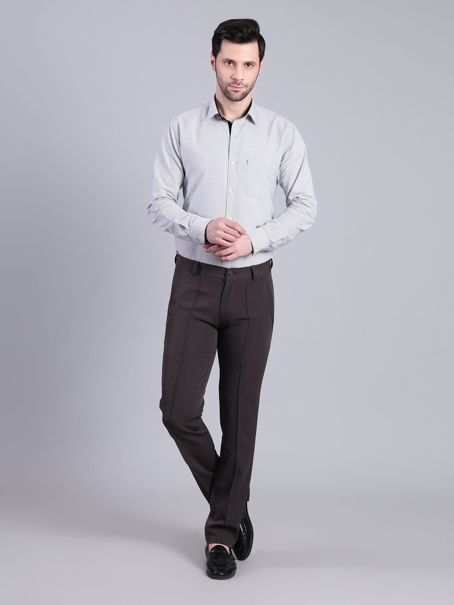 Stylox Men’s Comfort Fit Korean Trousers – Premium Office Wear Pants-Dark Grey - Stylox