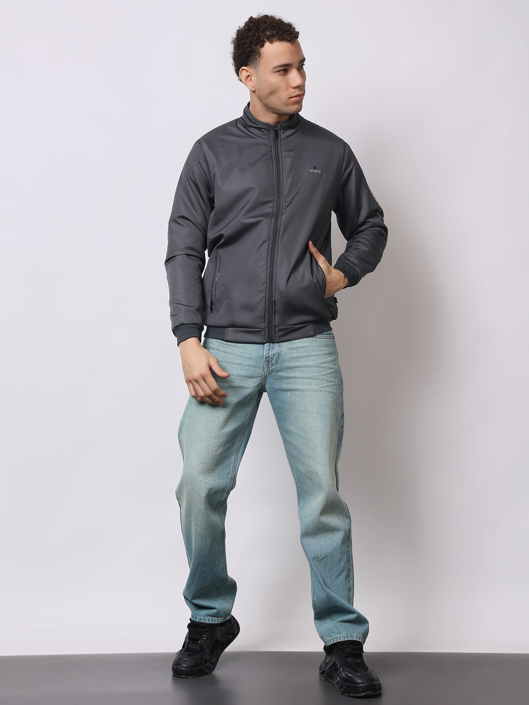 Stylox Men’s High-Neck Winter Jacket – Lightweight Windcheater with Warm Lining & Full-Zip Closure