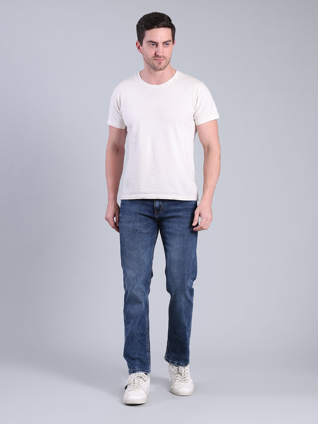 Stylox Men’s Comfort Fit Mid Rise Premium Stretchable Solid Jeans - Stylox