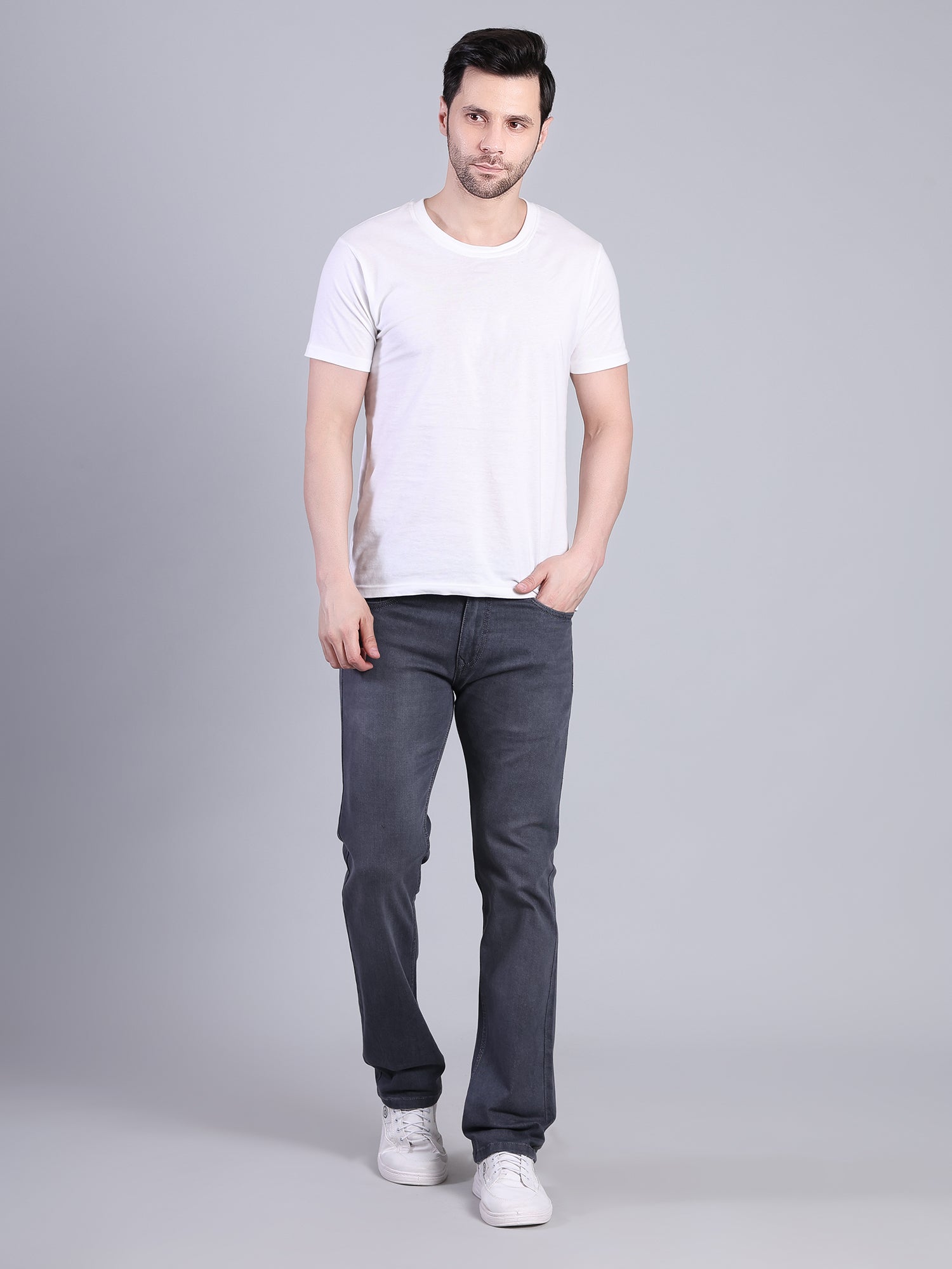 Stylox Men’s Mid-Rise Comfort Fit Stylish Washed Denim Jeans-Dark Grey - Stylox