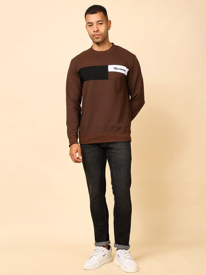 Stylox Men’s Colorblock Crew Neck Sweatshirt with “Revolution” Print